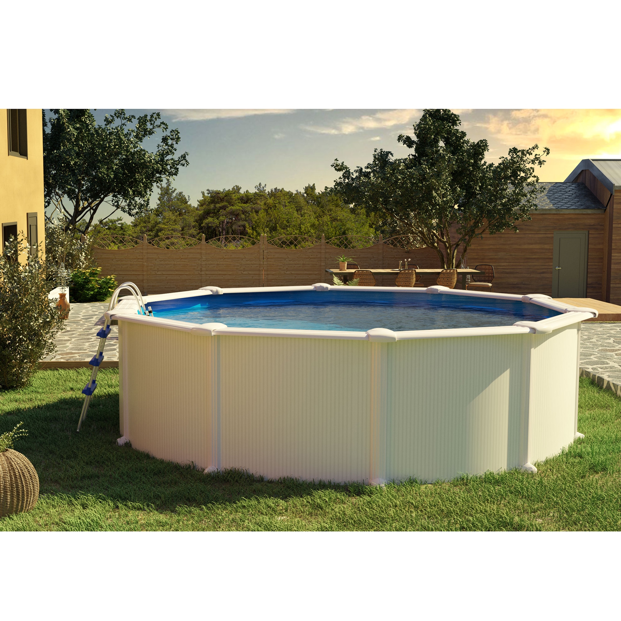 Kit de Piscina Redonda Branca 550 x 120 cm Branco-7