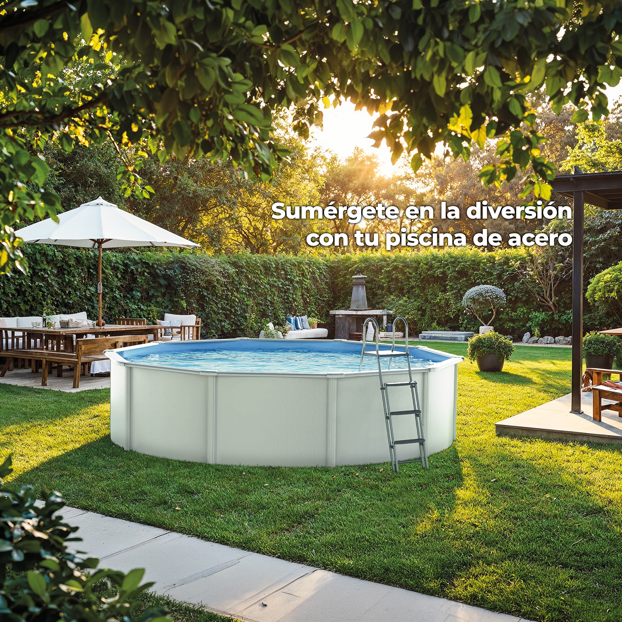 Kit de Piscina Redonda Branca 550 x 120 cm Branco-10