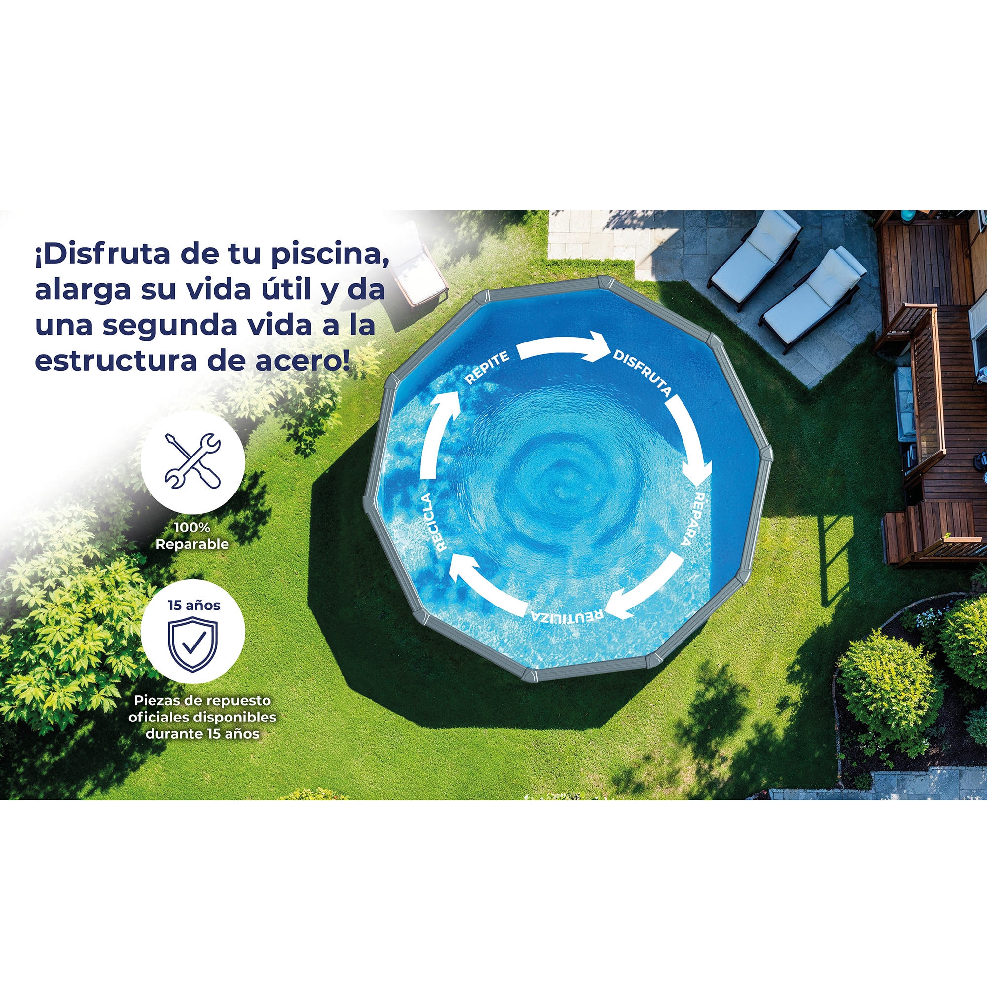 Kit de Piscina Redonda Branca 550 x 120 cm Branco-13