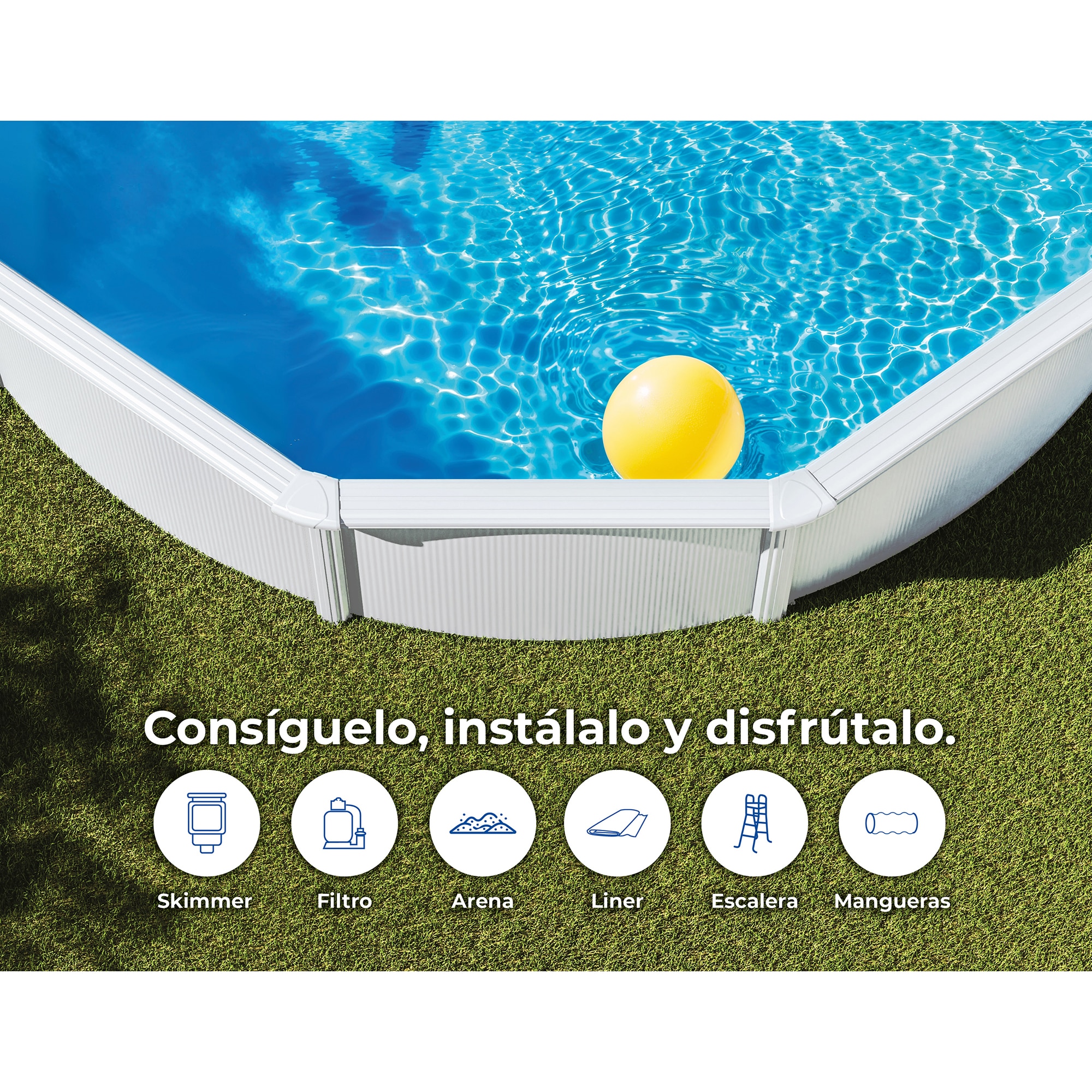 Kit de Piscina Redonda Branca 550 x 120 cm Branco-14