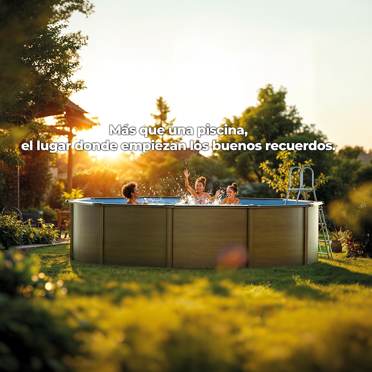 Piscina acero redonda imitación madera 300 x 120 cm Marrón-8