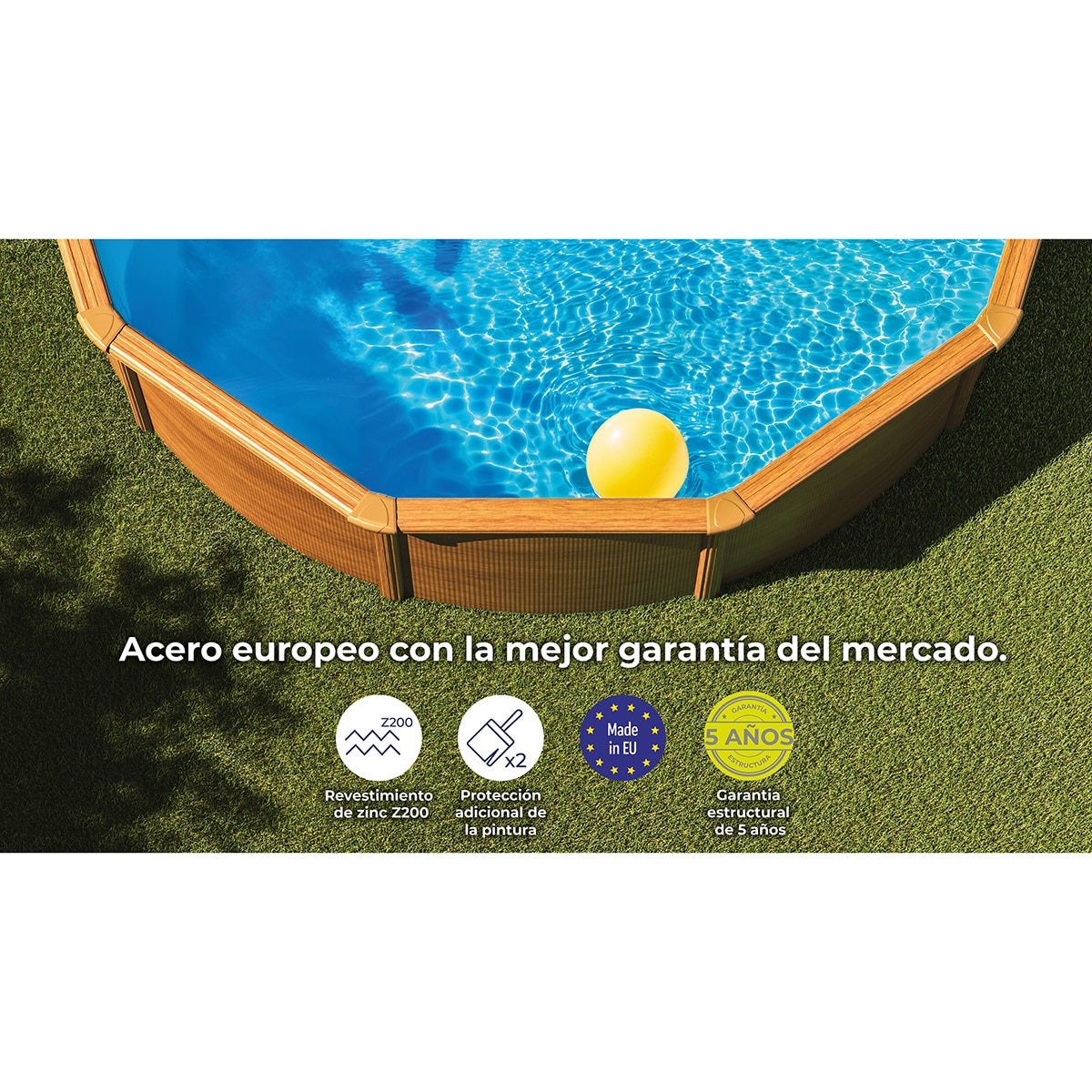 Piscina acero redonda imitación madera 300 x 120 cm Marrón-10