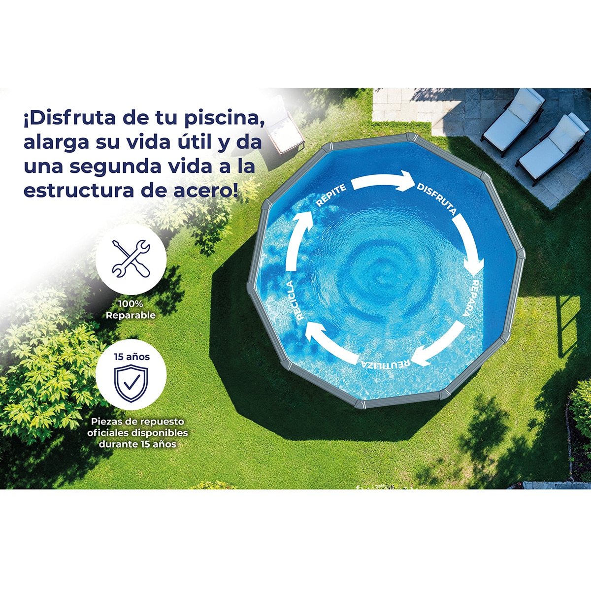 Piscina acero redonda imitación madera 300 x 120 cm Marrón-12