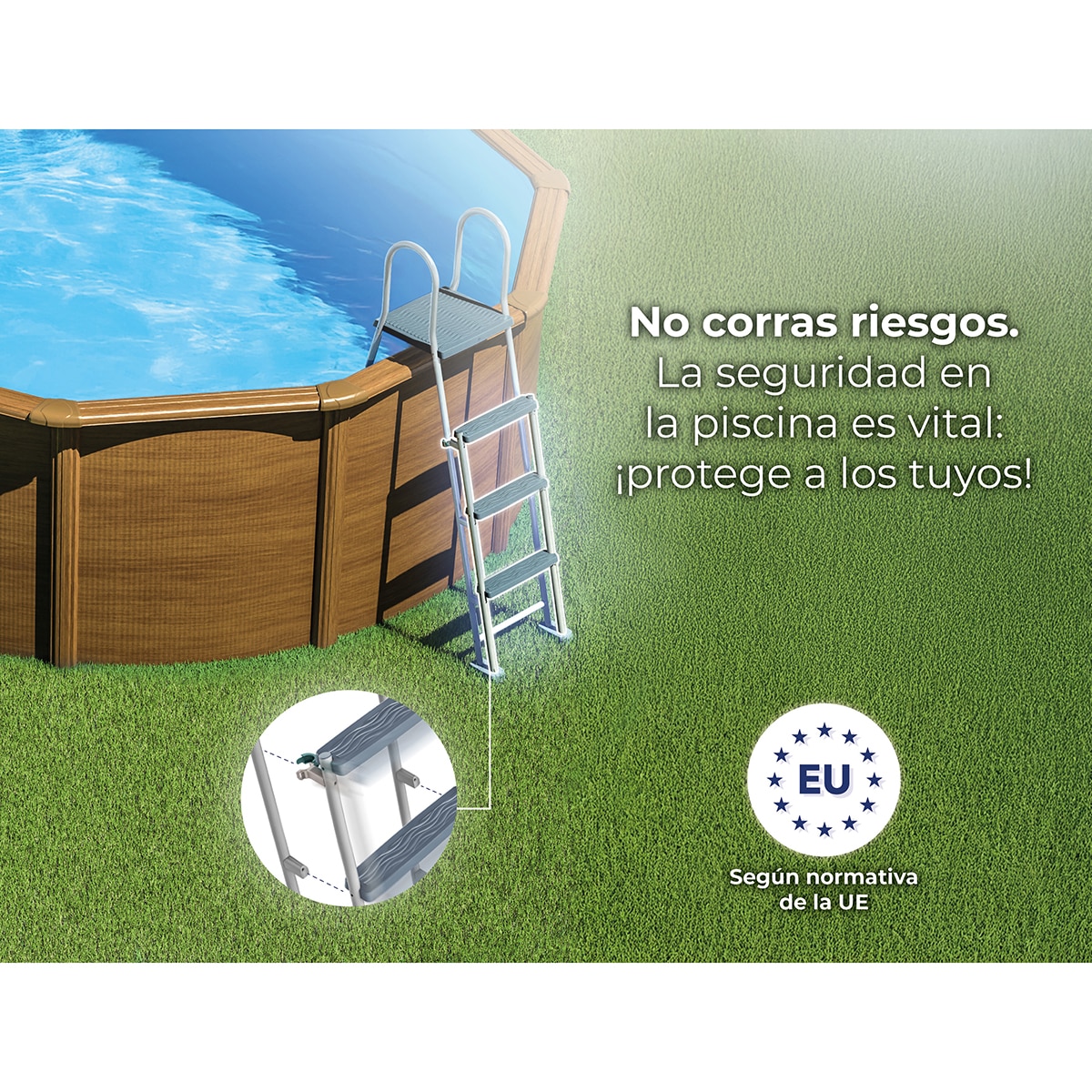 Piscina acero redonda imitación madera 300 x 120 cm Marrón-14
