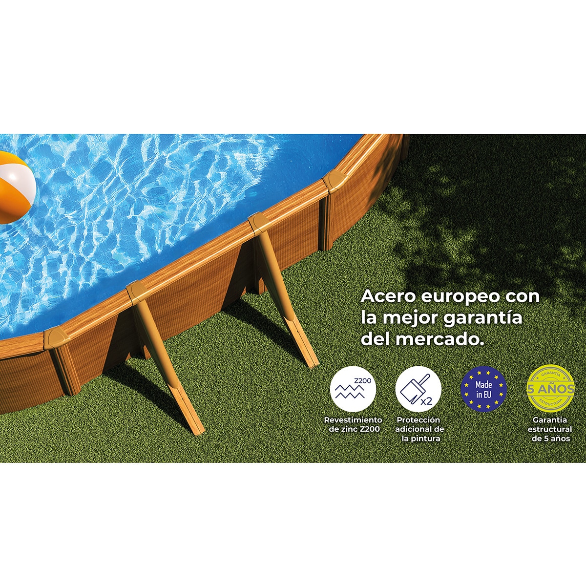 Piscina de Aço Oval em Imitação de Madeira 730 x 375 x 132 cm Castanho-9