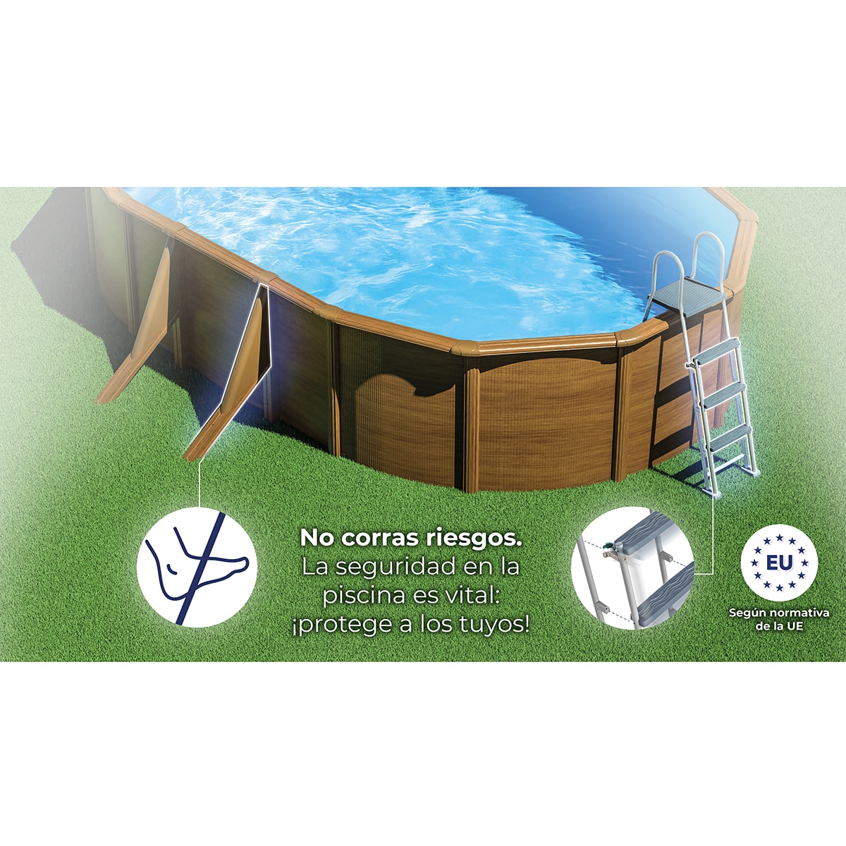 Piscina de Aço Oval em Imitação de Madeira 730 x 375 x 132 cm Castanho-16