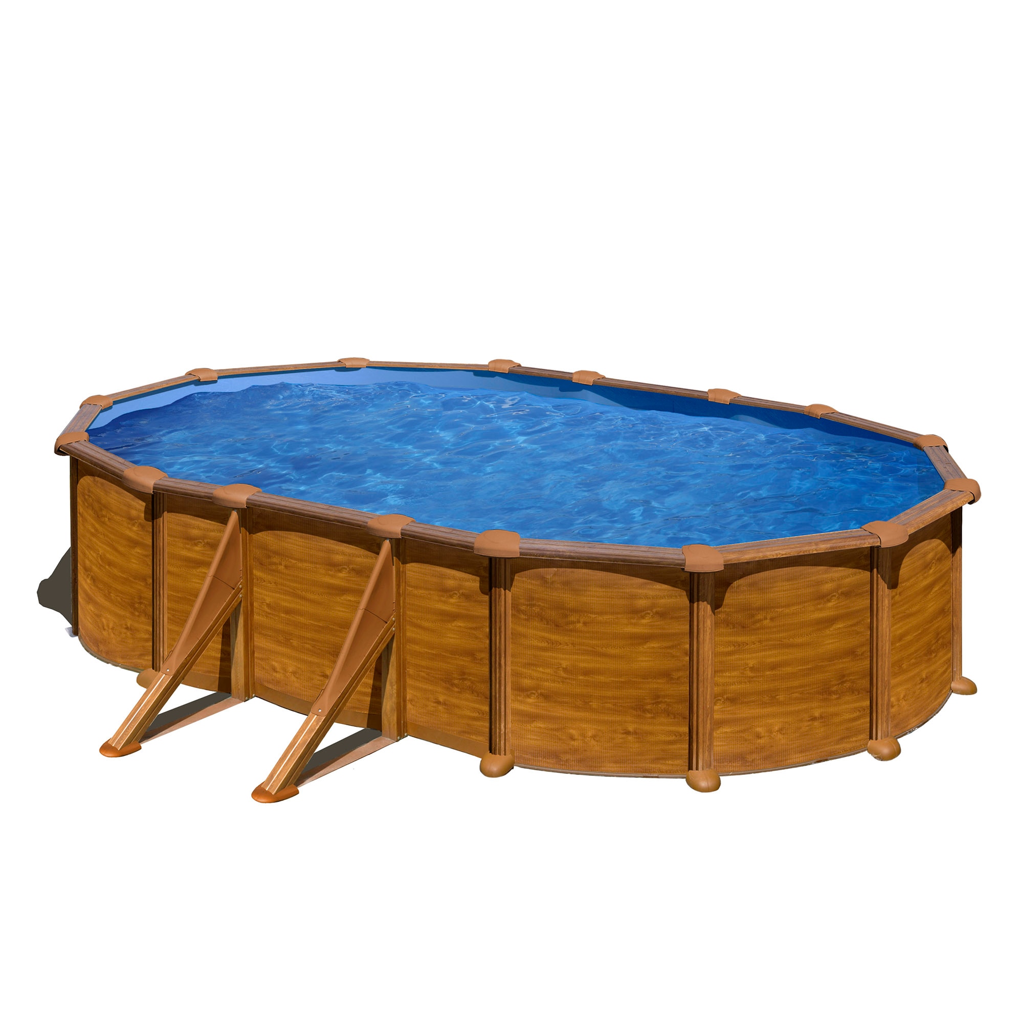 Gre - Piscina acero ovalada imitación madera 610 x 375 x 132 cm.