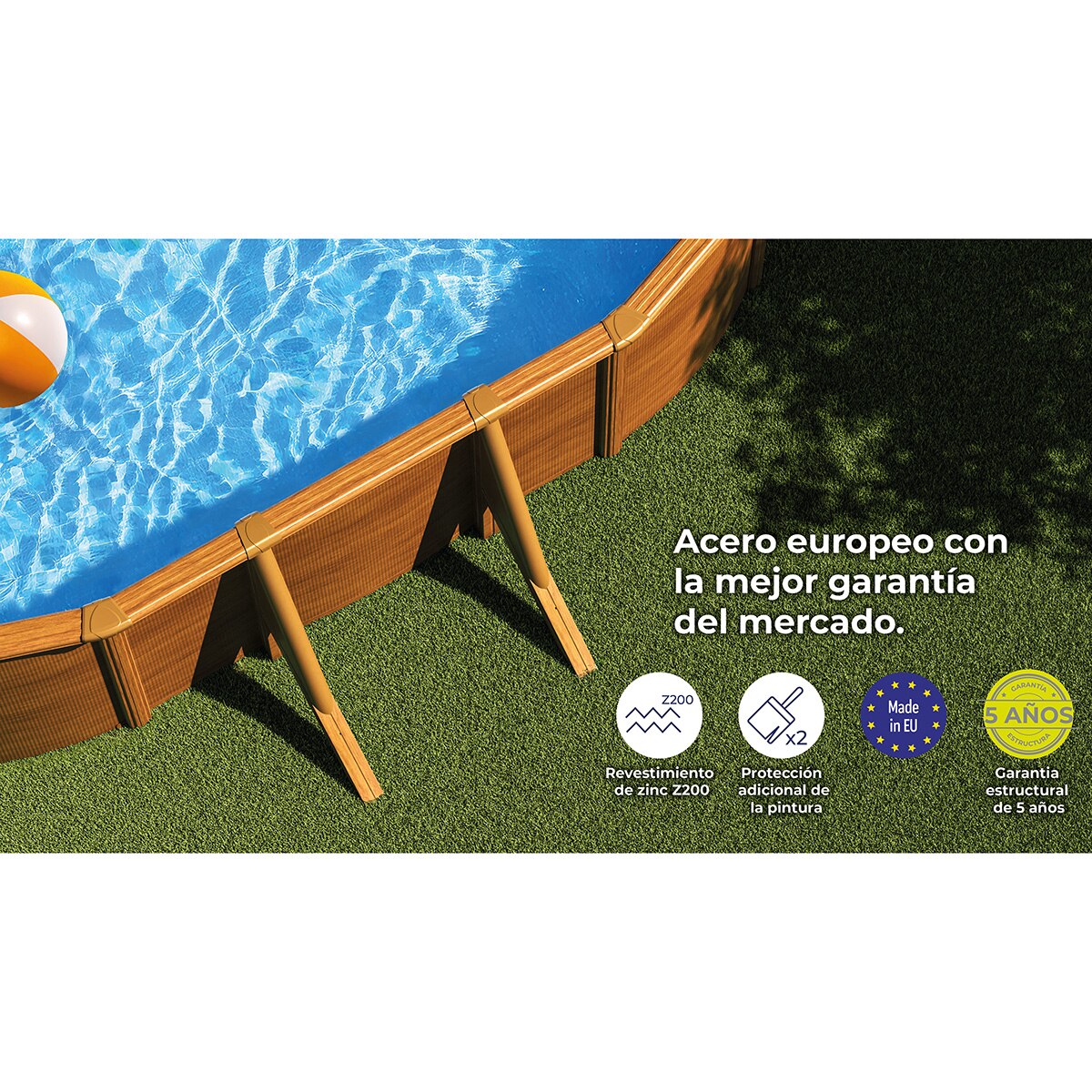 Piscina de Aço Oval em Imitação de Madeira 610 x 375 x 132 cm Castanho-11