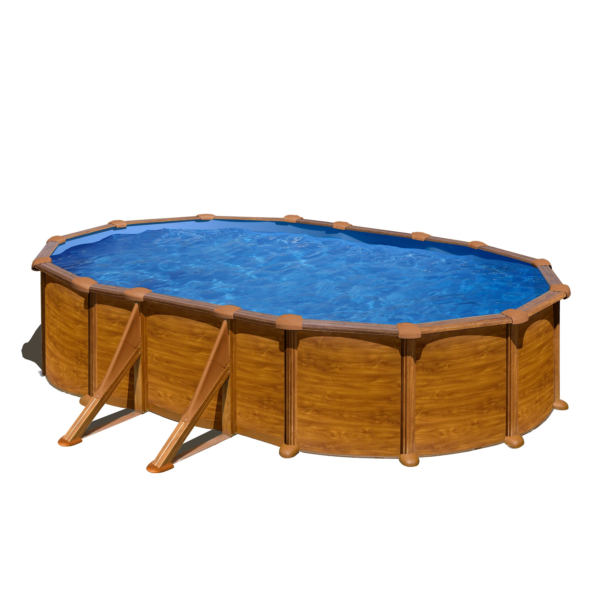 Gre - Piscina acero ovalada imitación madera 500 x 300 x 132 cm.