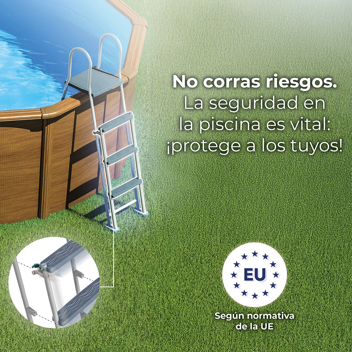 Piscina acero redonda imitación madera 550 x 132 cm Marrón-16