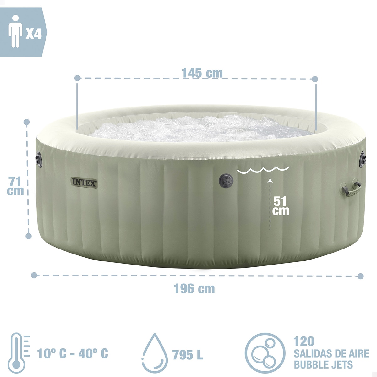 Spa hinchable Intex 196 X7 1 cm Marrón-4