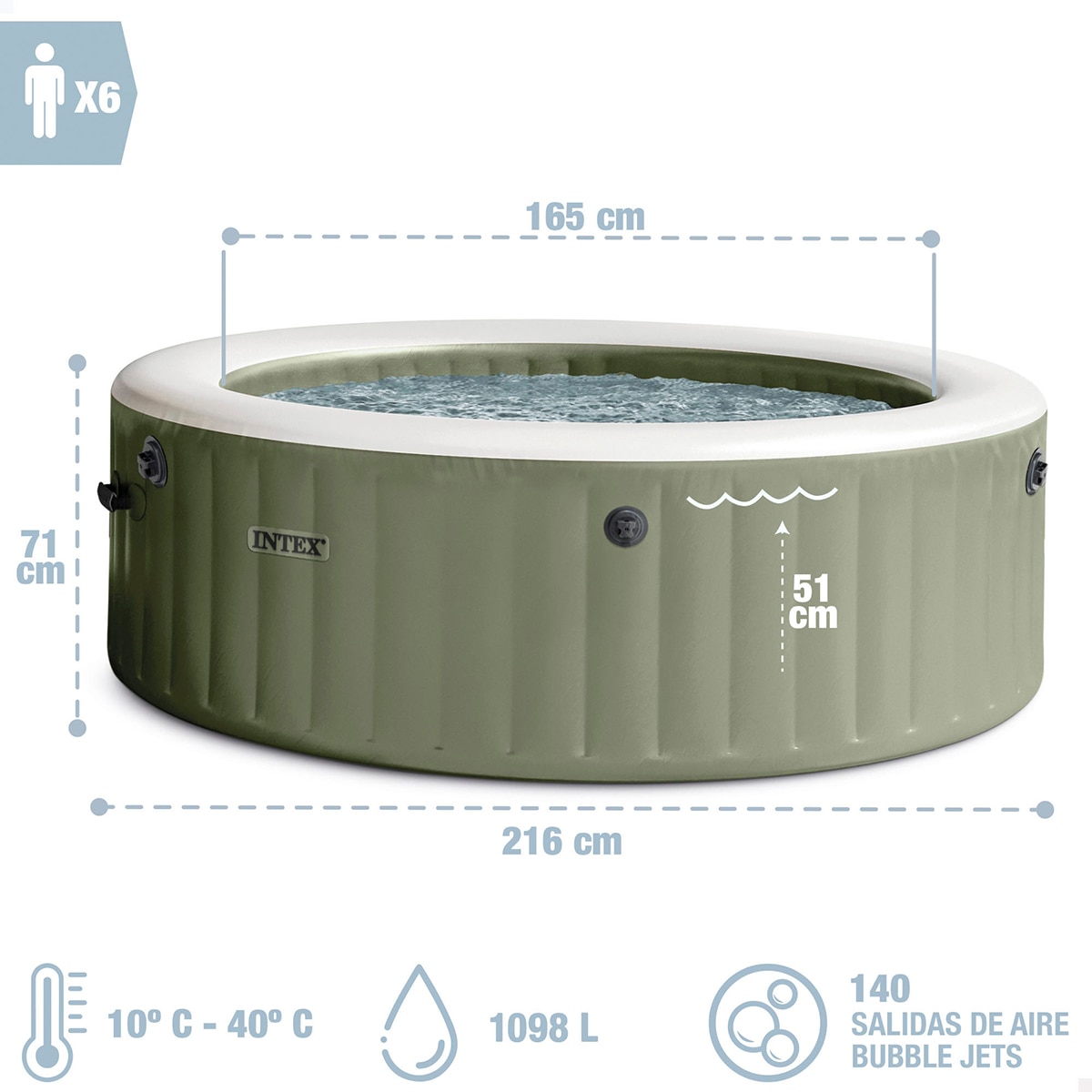 Spa hinchable Intex 216 X 71 cm Marrón-4