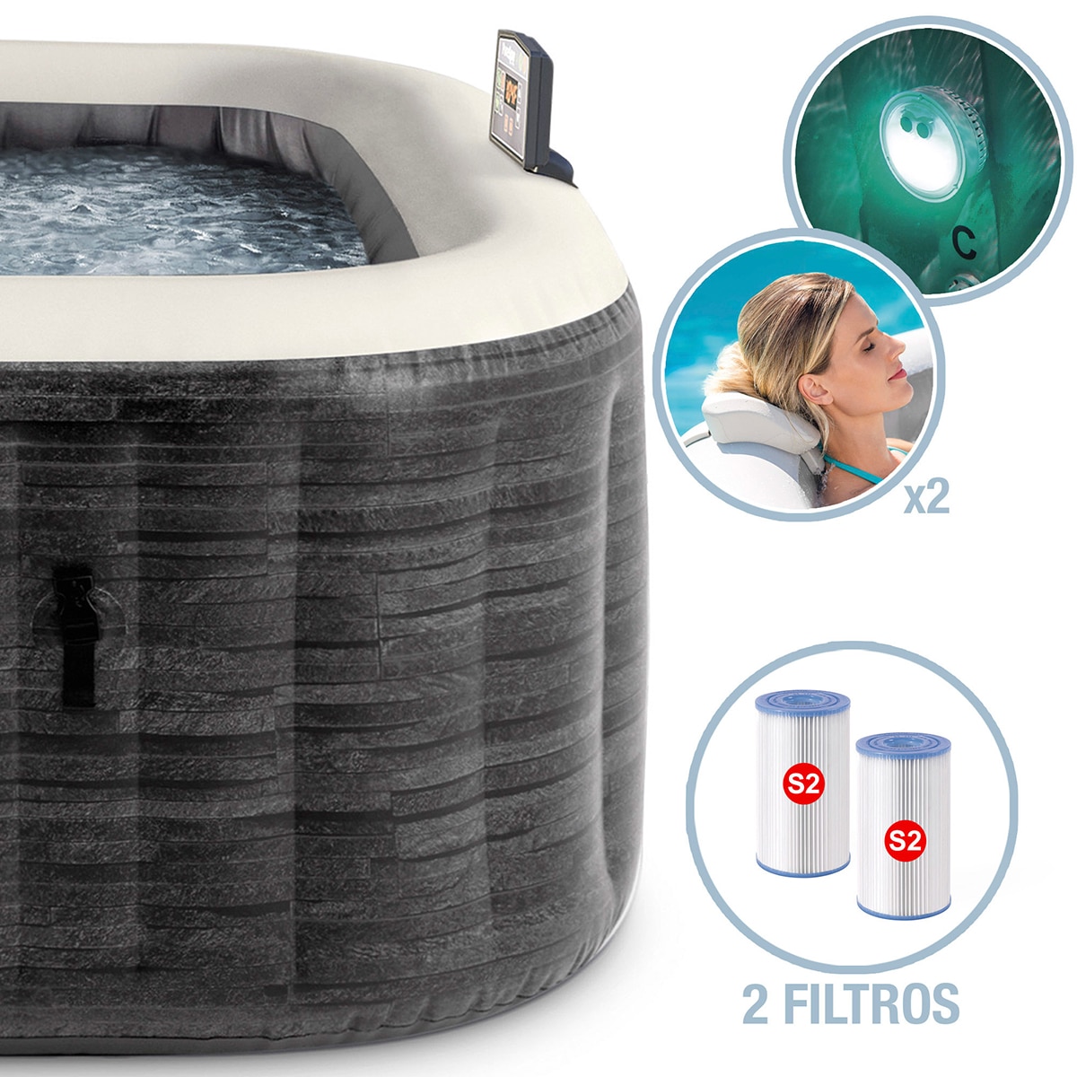 Spa hinchable Intex 175 X 175 X 71 cm Greys Gris-6