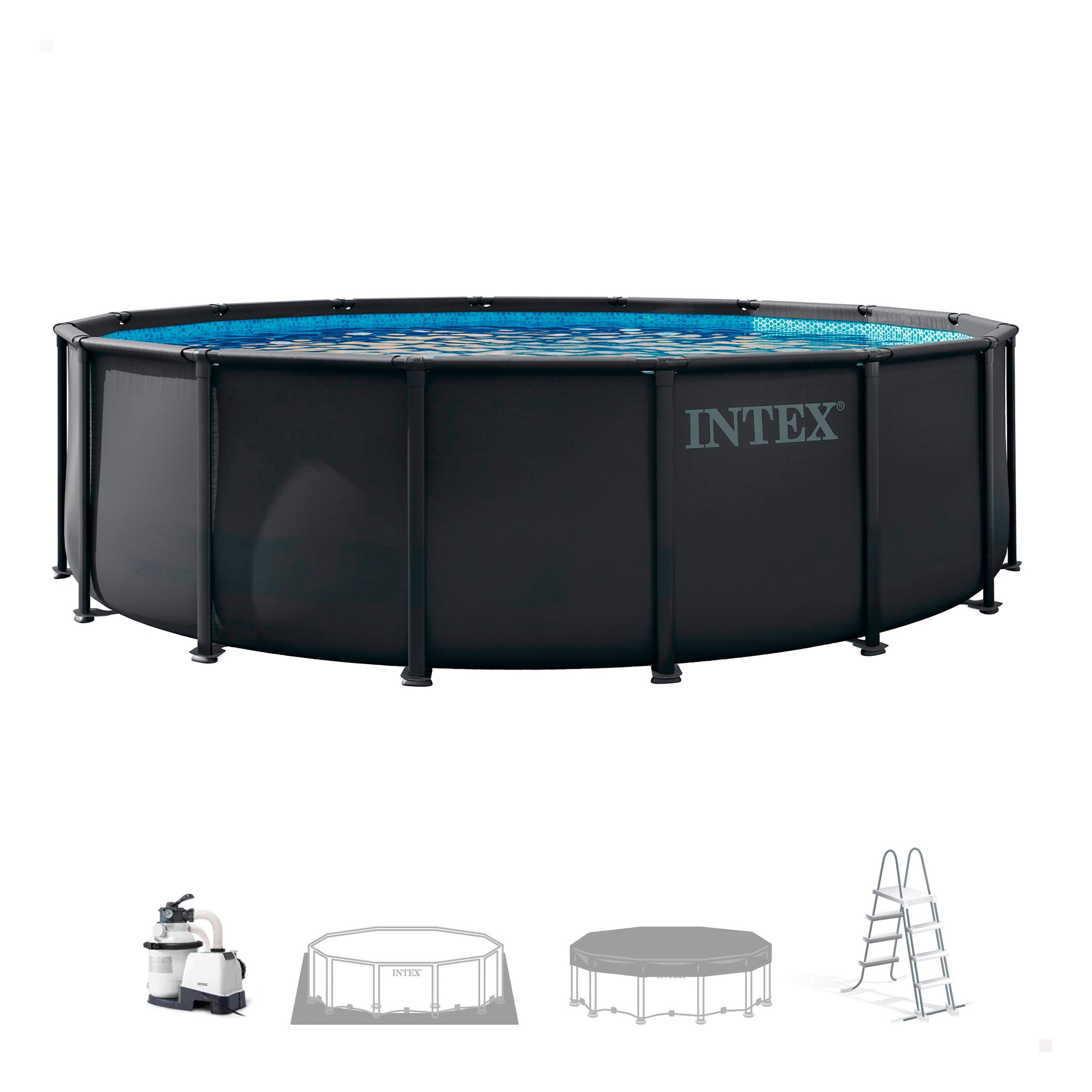 Piscina Tubular Intex 488 x 122 cm Cinzento-2