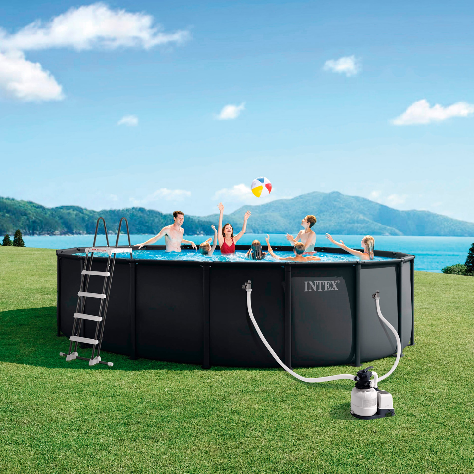 Piscina Tubular Intex 488 x 122 cm Cinzento-3