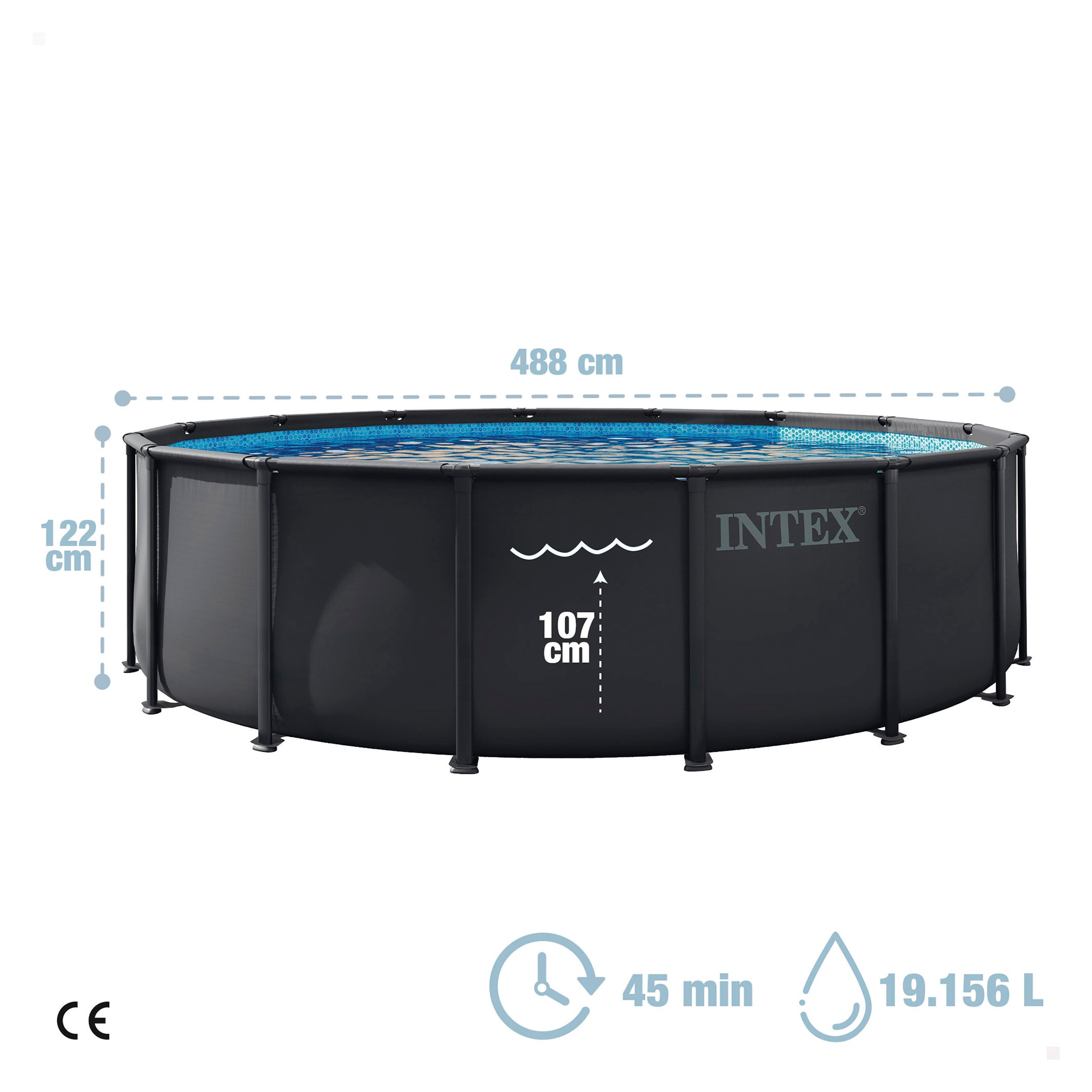 Piscina Tubular Intex 488 x 122 cm Cinzento-4