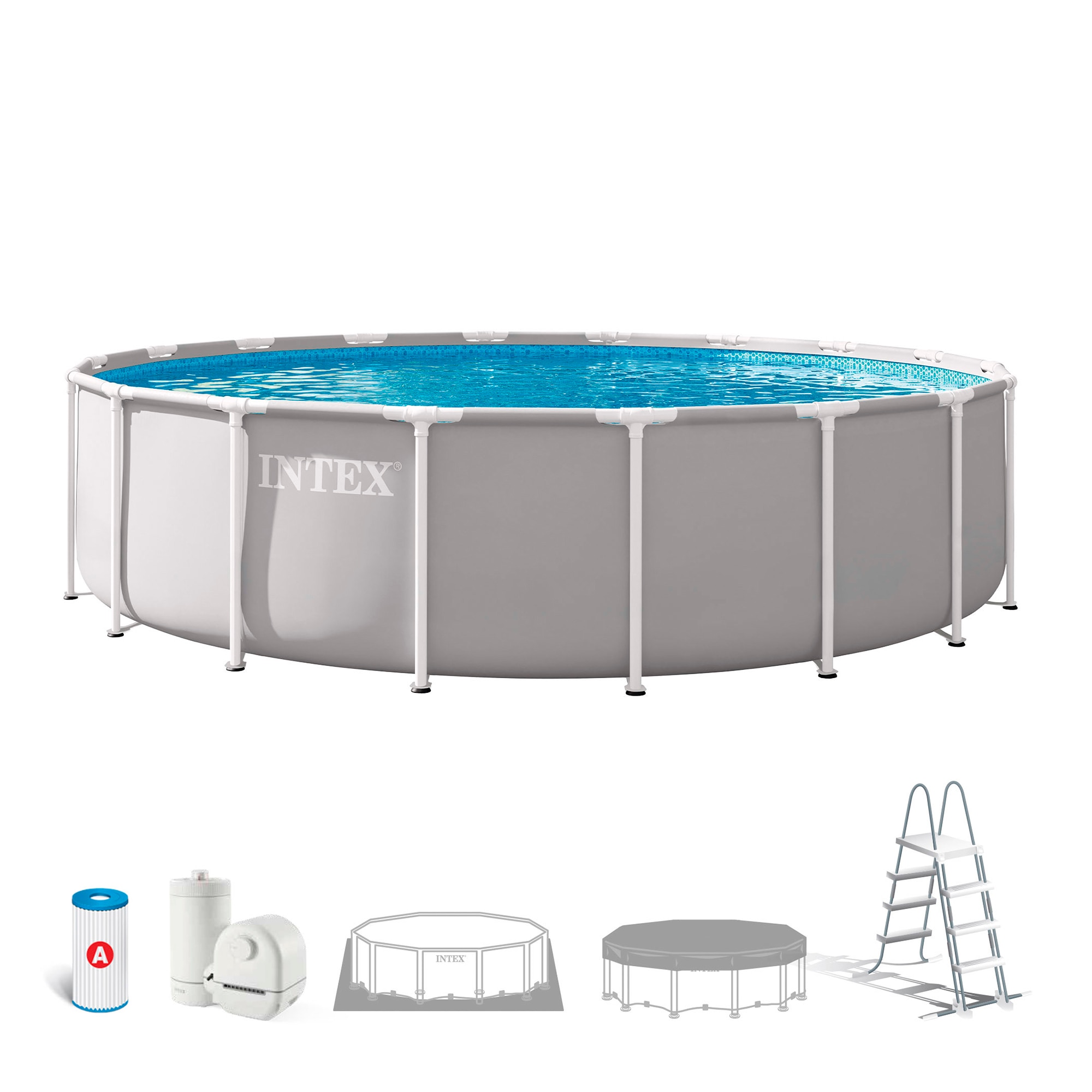 Piscina Tubular Intex 549 x 122 cm Cinzento-2