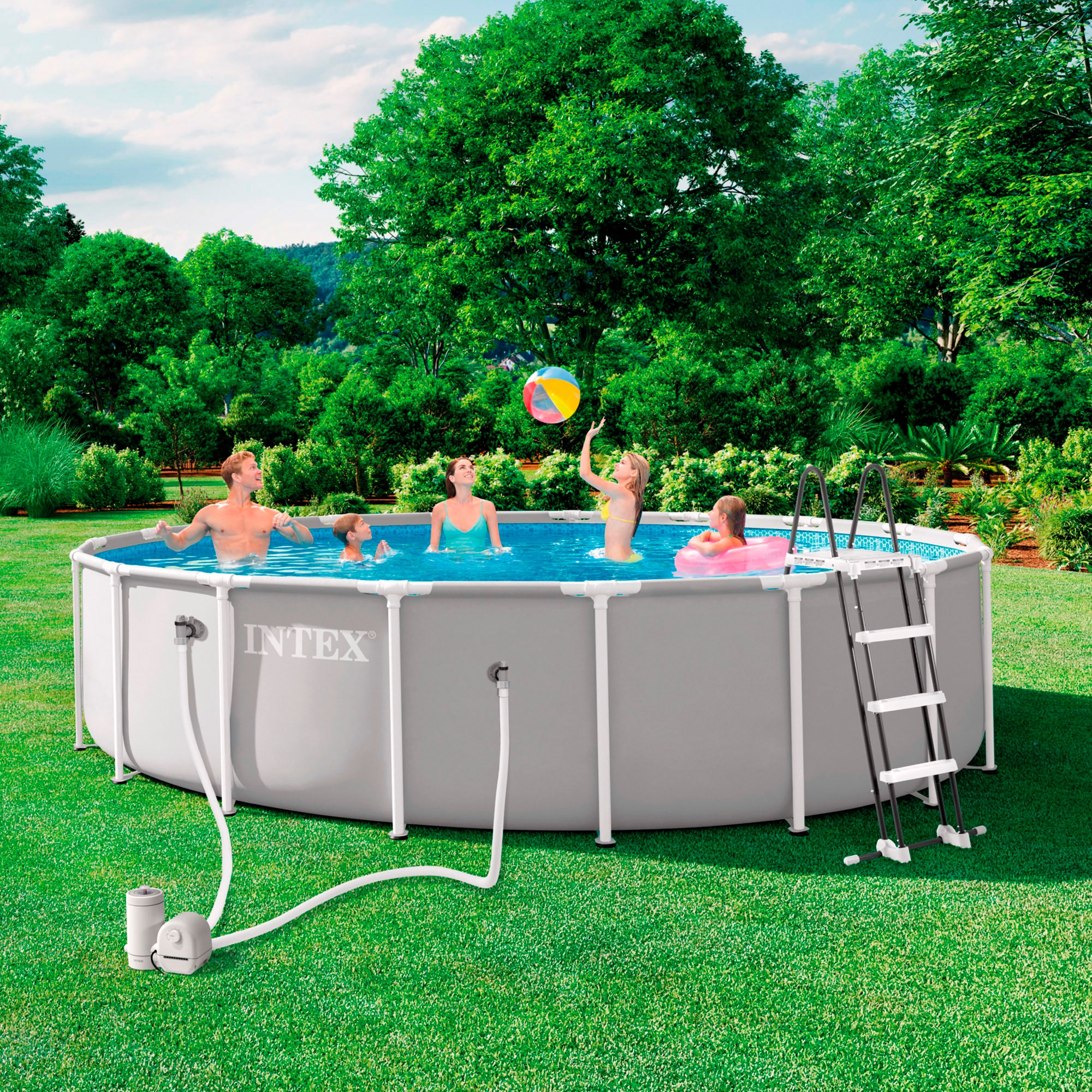 Piscina Tubular Intex 549 x 122 cm Cinzento-3