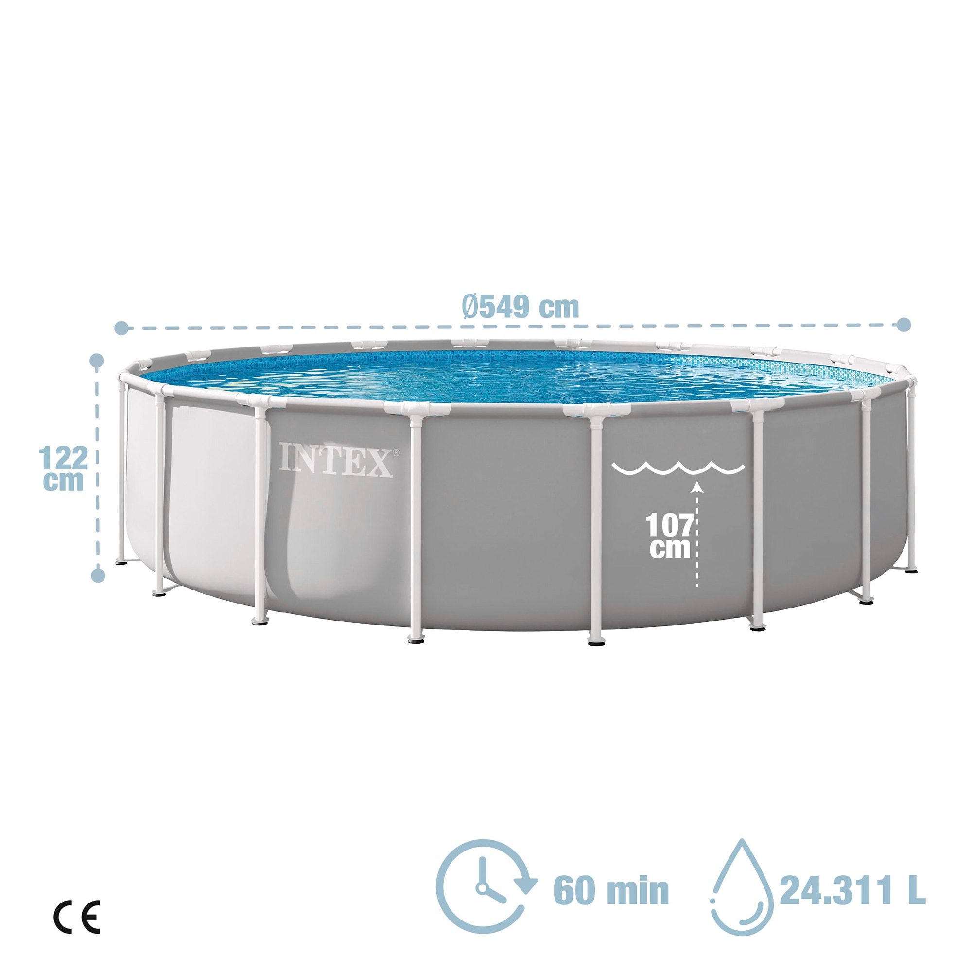 Piscina Tubular Intex 549 x 122 cm Cinzento-4