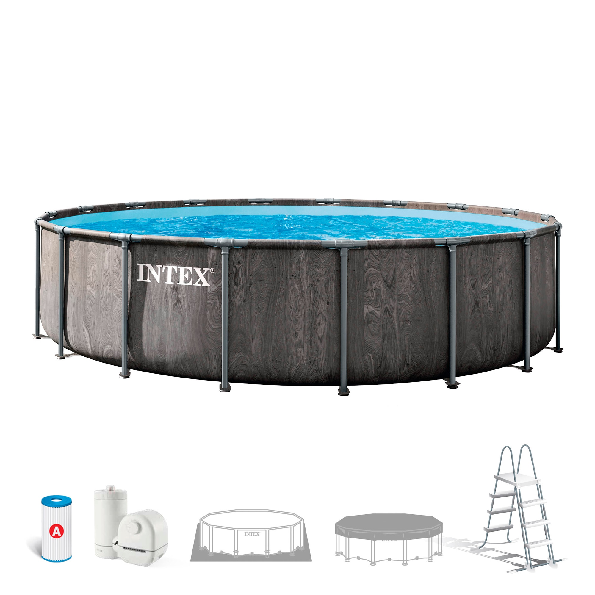 Piscina Tubular Intex 549 x 122 cm Cinzento-2