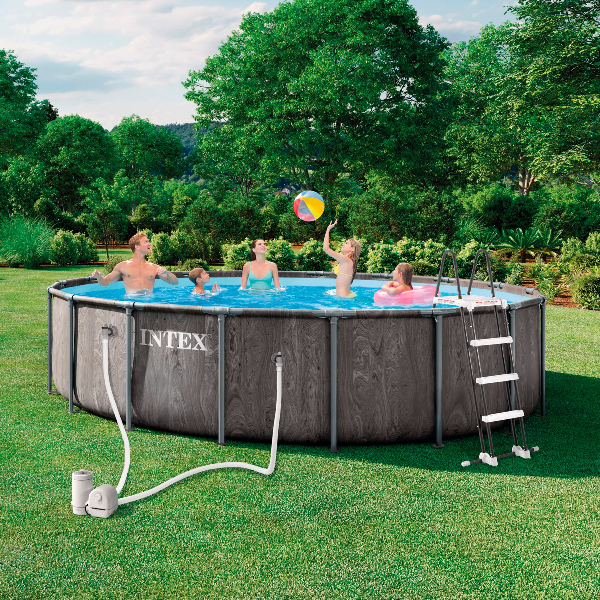 Piscina Tubular Intex 549 x 122 cm Cinzento-3