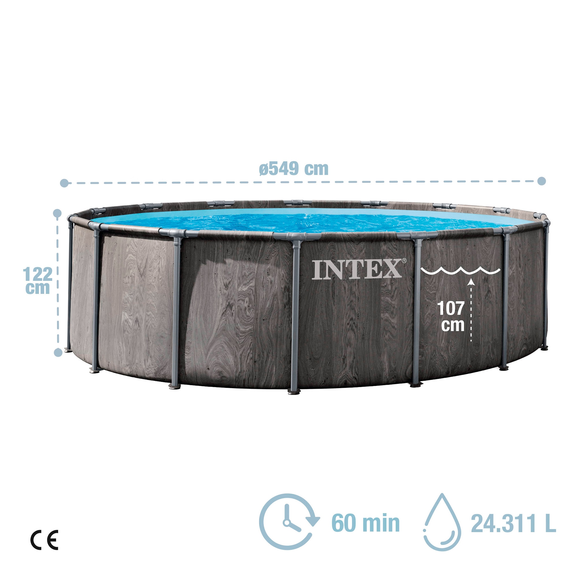 Piscina Tubular Intex 549 x 122 cm Cinzento-5