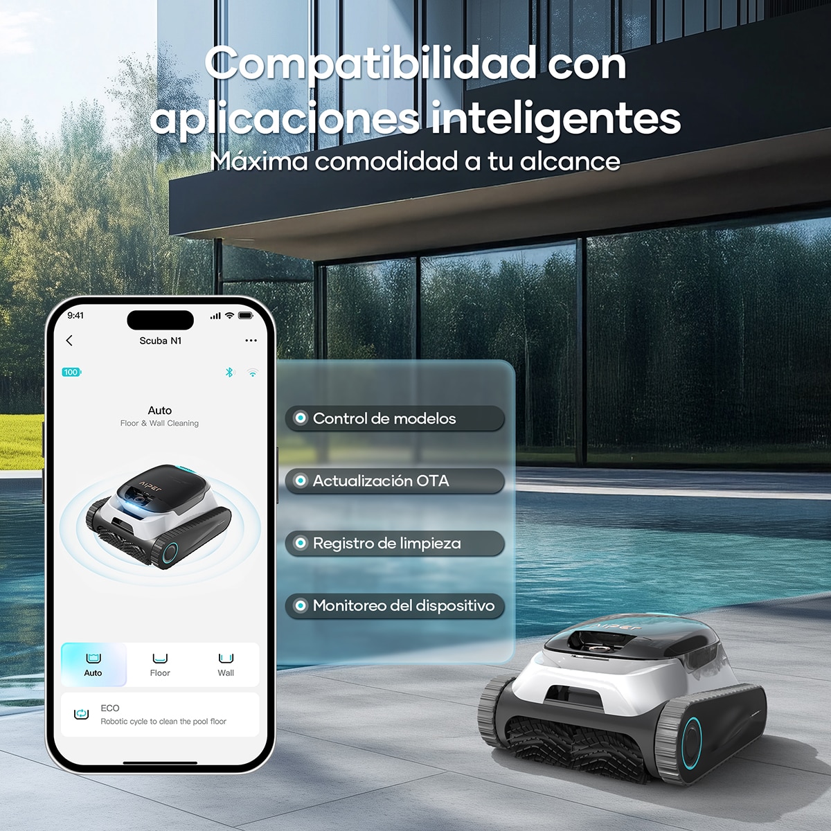 Limpiador Robótico Inalámbrico para piscinas Scuba N1 Blanco-23