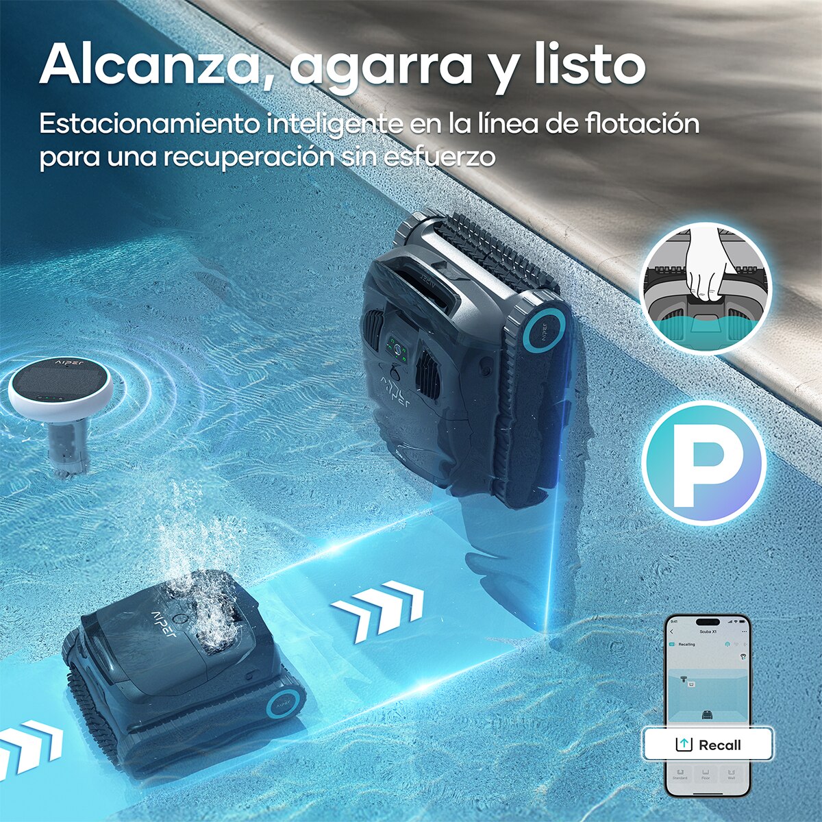 Lavadora Robótica sem Fios para Piscinas Scuba X1 Cinzento-15