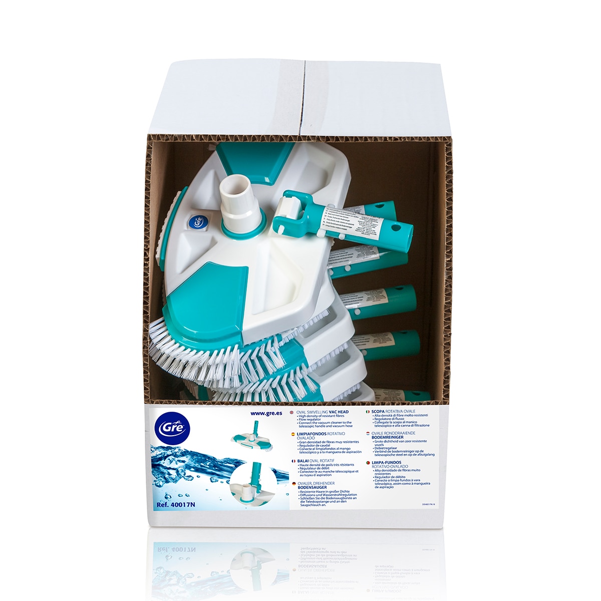 Cabezal aspiración ovalado con cepillos gama Confort Verde / Blanco-3