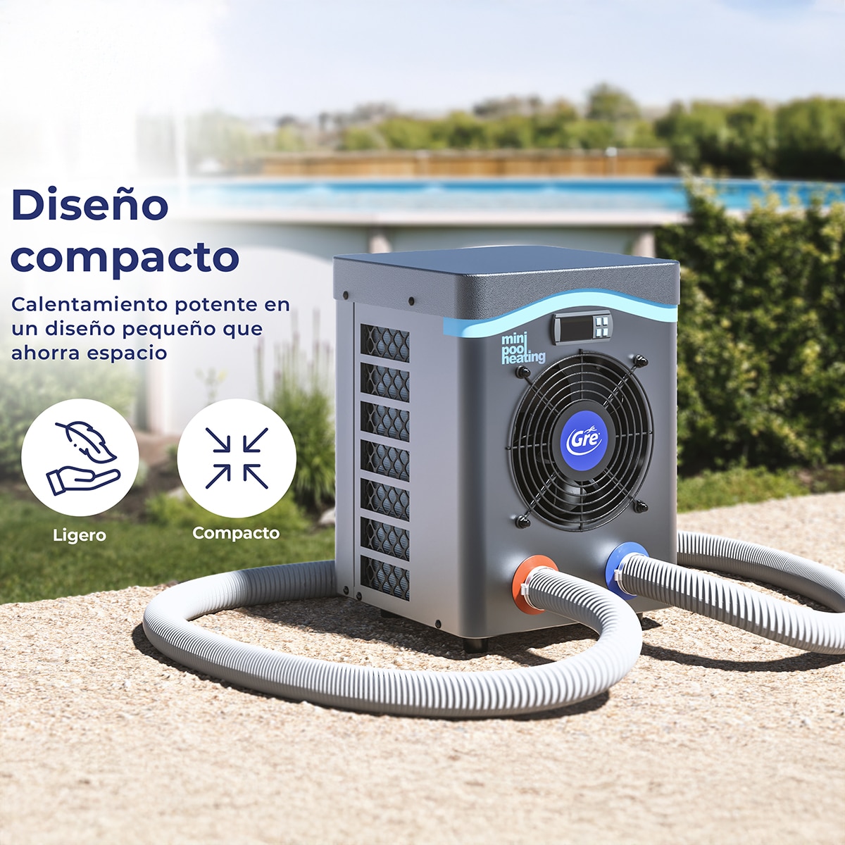 Bomba de calor mini para pequeño volumen de agua40 m3 Gris / Azul-6