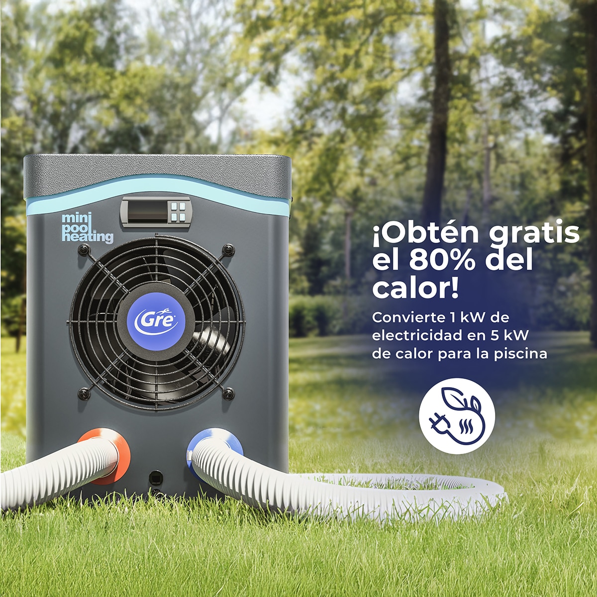 Bomba de calor mini para pequeño volumen de agua40 m3 Gris / Azul-7