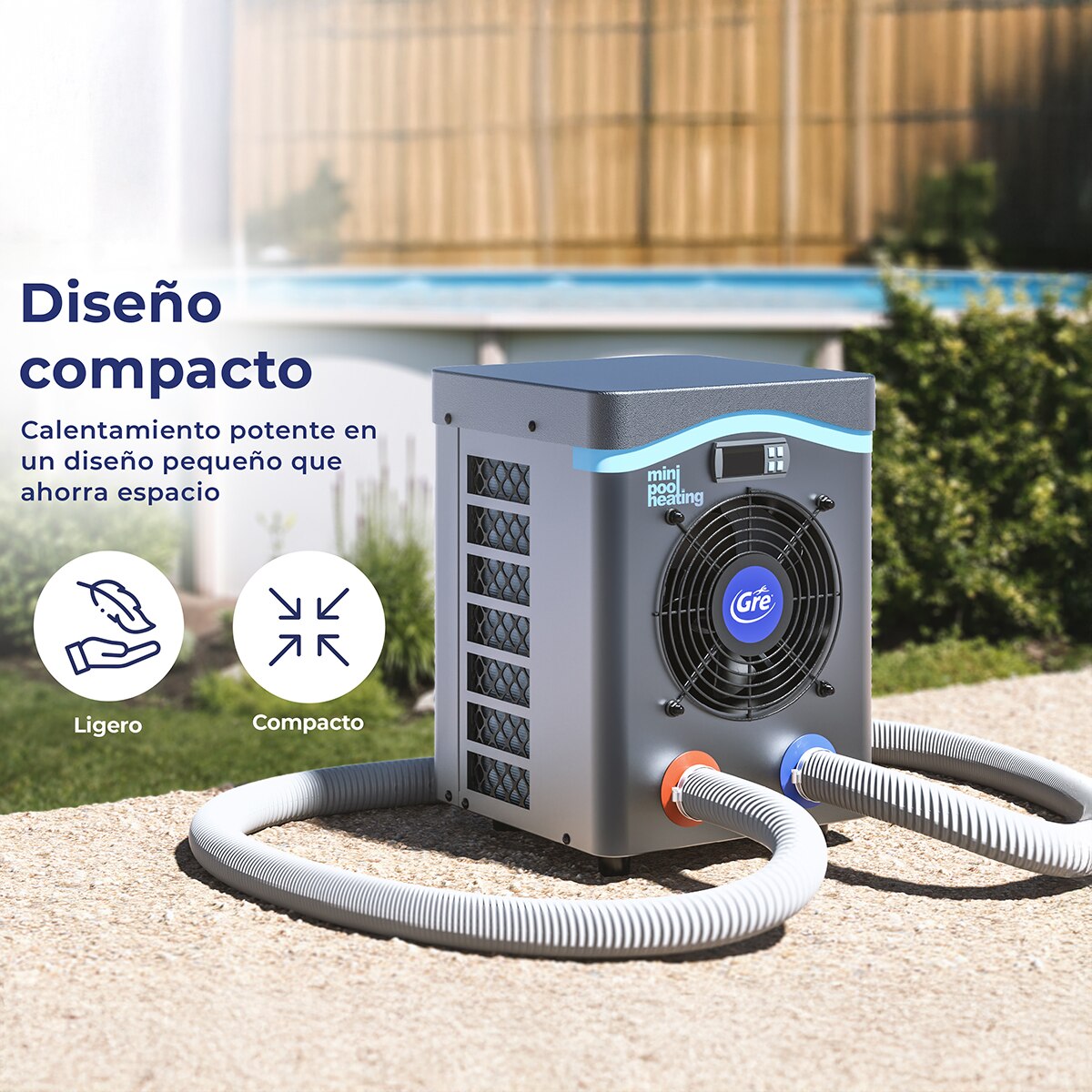 Bomba de calor mini para pequeño volumen de agua30 m3 Gris / Azul-6