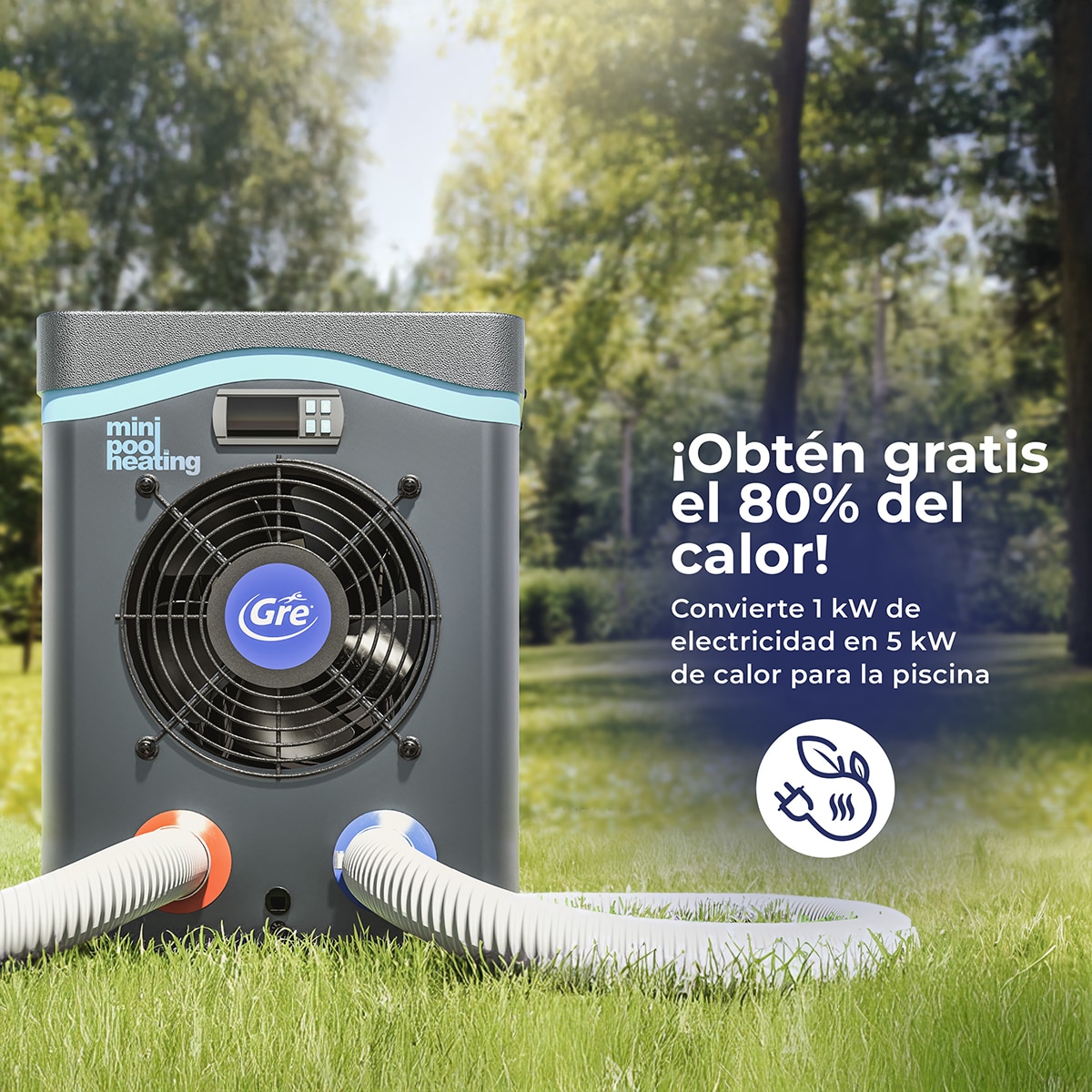 Bomba de calor mini para pequeño volumen de agua30 m3 Gris / Azul-7