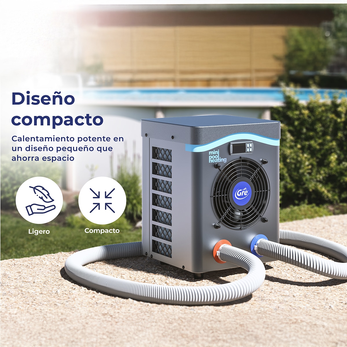 Bomba de calor mini para pequeño volumen de agua20 m3 Gris / Azul-6