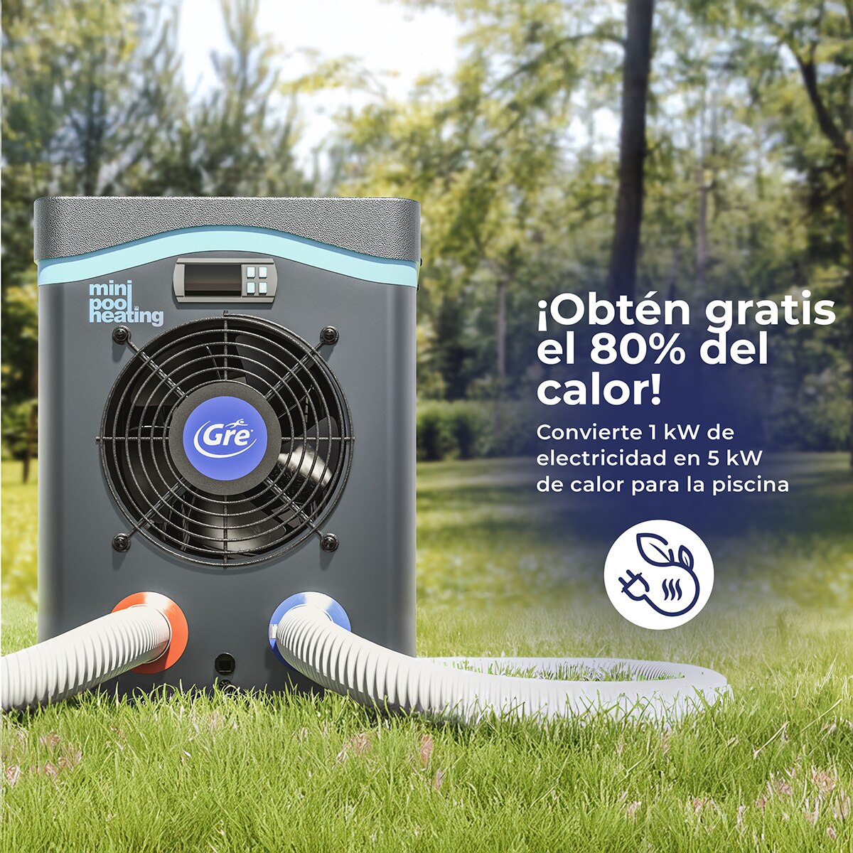 Bomba de calor mini para pequeño volumen de agua20 m3 Gris / Azul-7