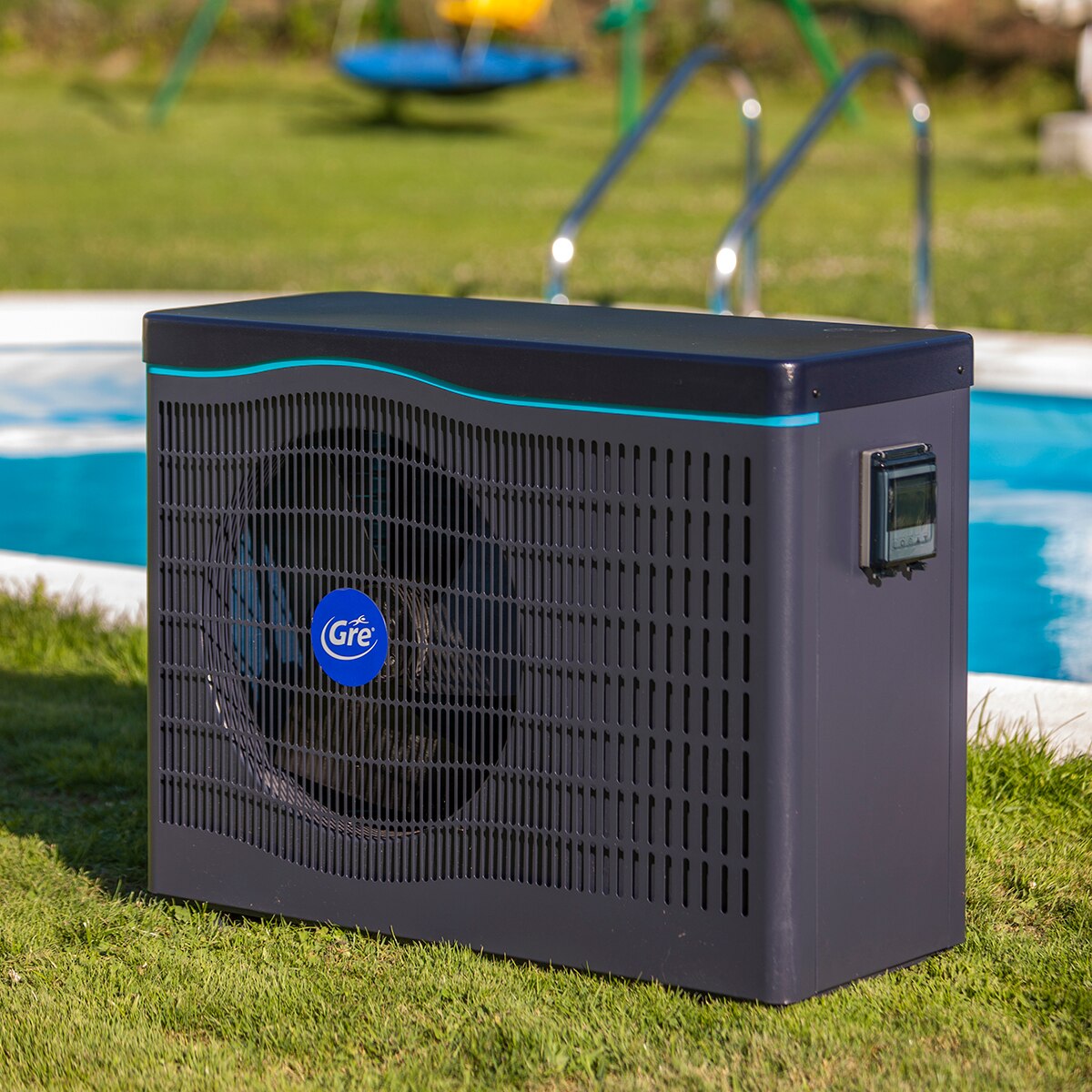 Bomba de calor Full Inverter con conectividad para piscinas de hasta 60 m3 9,5 KW Gris / Azul-4