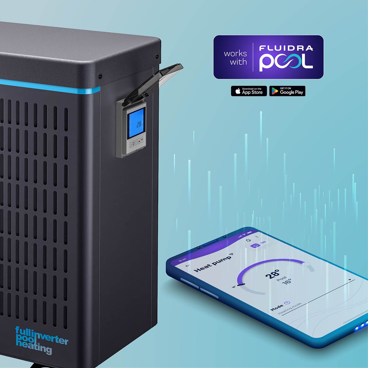 Bomba de calor Full Inverter con conectividad  piscinas de hasta 45 m3 7 KW Gris / Azul-6