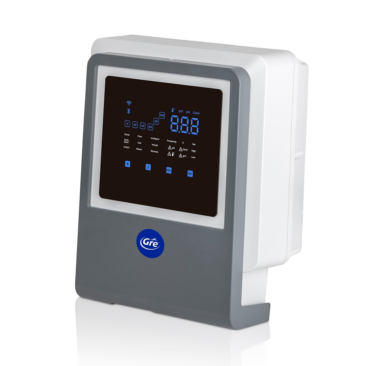 Clorador salino con regulador de pH con conectividad SWC  All in one  21g/h  piscinas de hasta 100 m3 Gris / Blanco-8