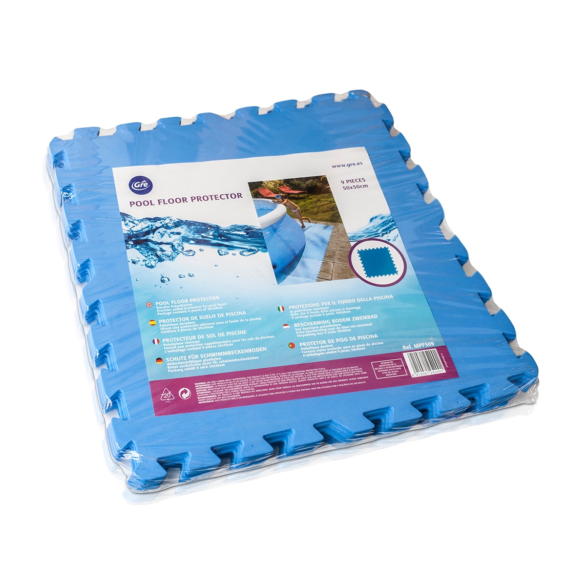 Protector de fondos de 50 cm x 50 cm a modo de puzle. Azul-8