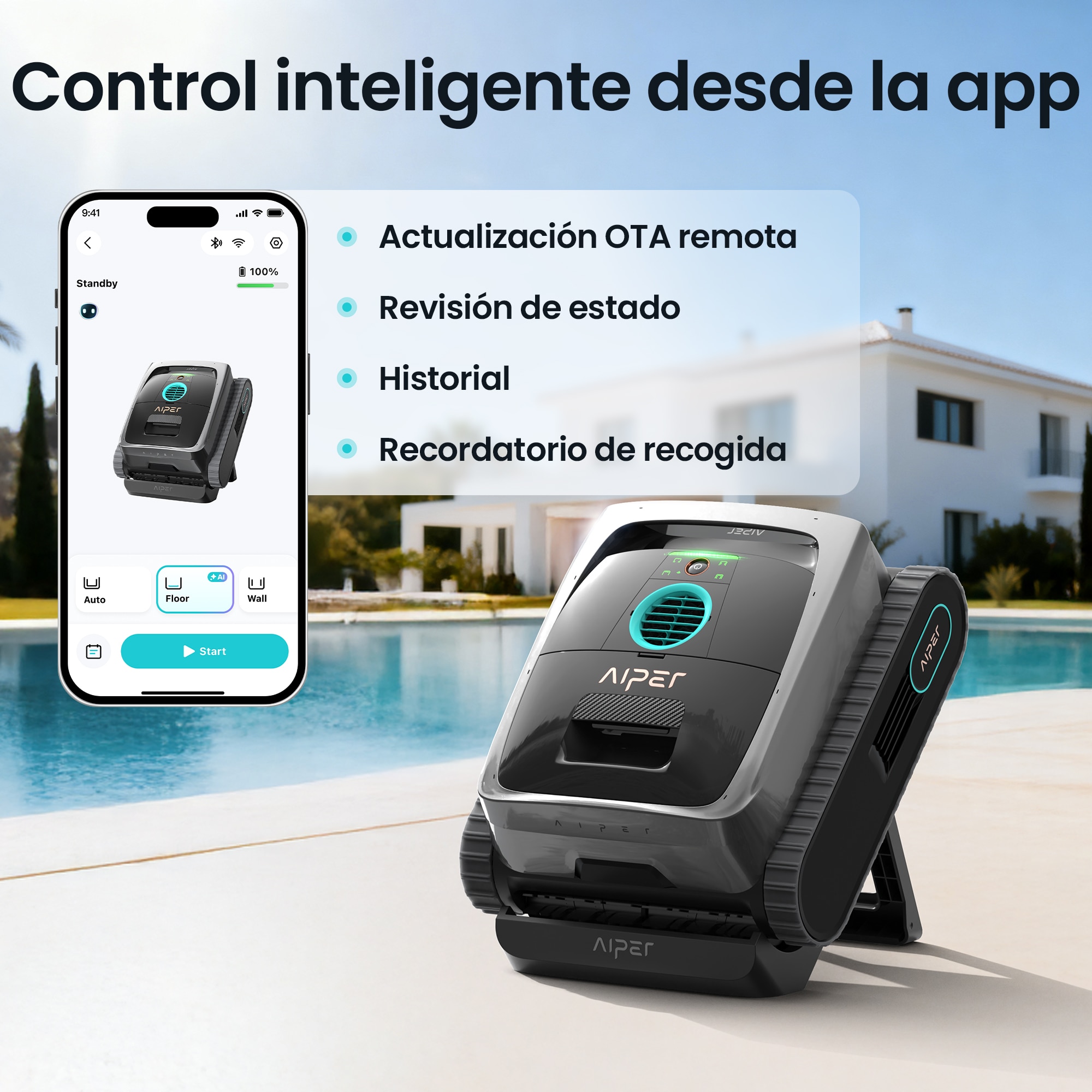 Robot limpiafondos Aiper V3 inalámbrico con IA Gris-4