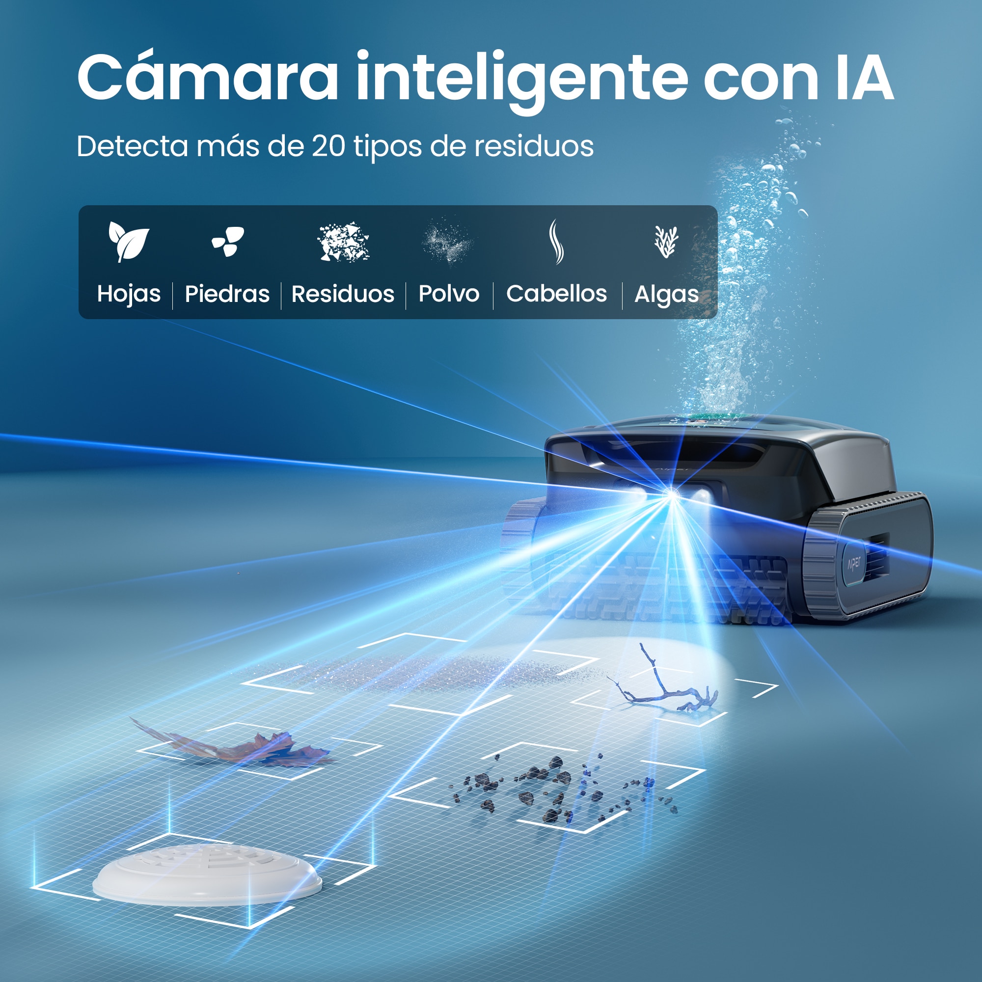 Robot limpiafondos Aiper V3 inalámbrico con IA Gris-8