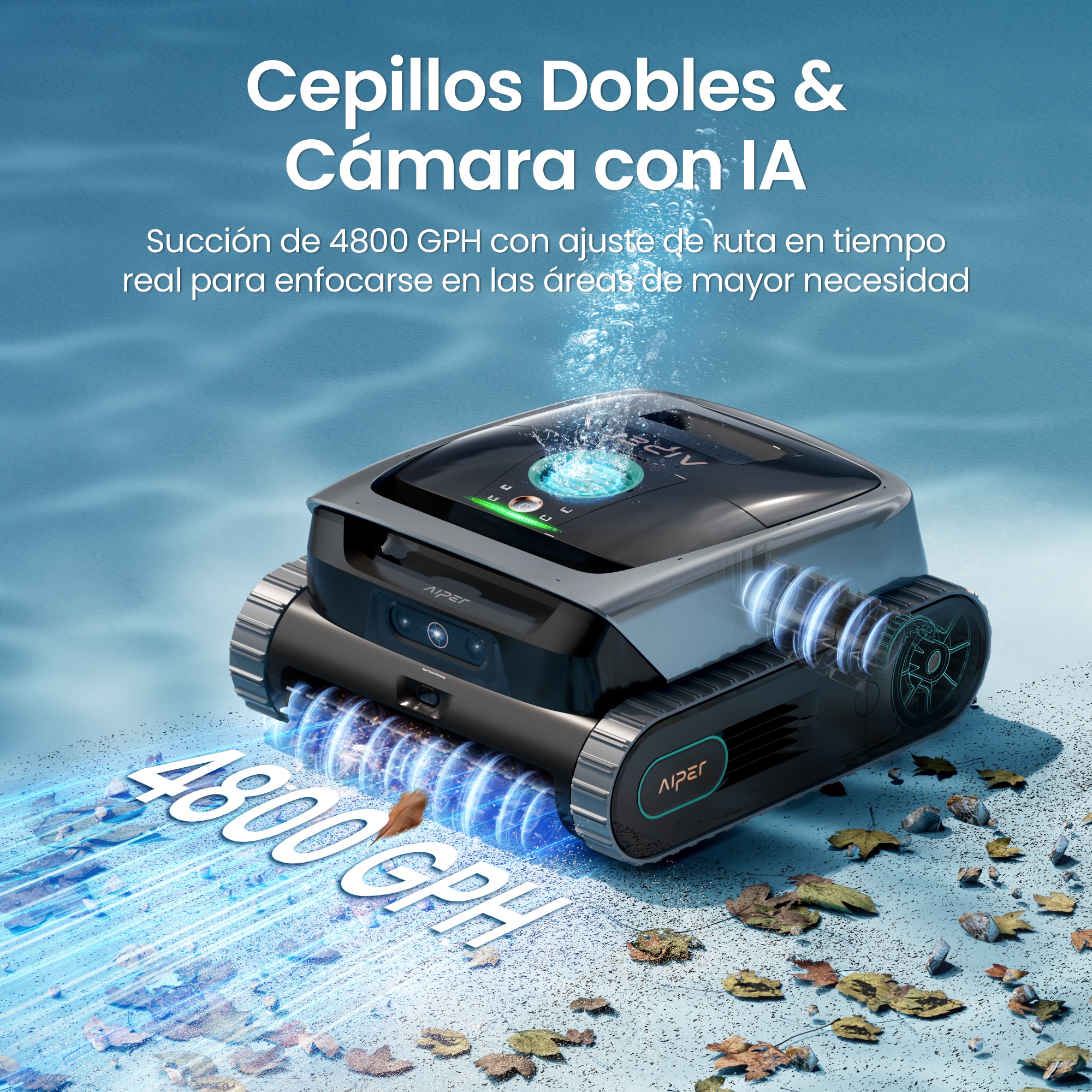 Robot limpiafondos Aiper V3 inalámbrico con IA Gris-9
