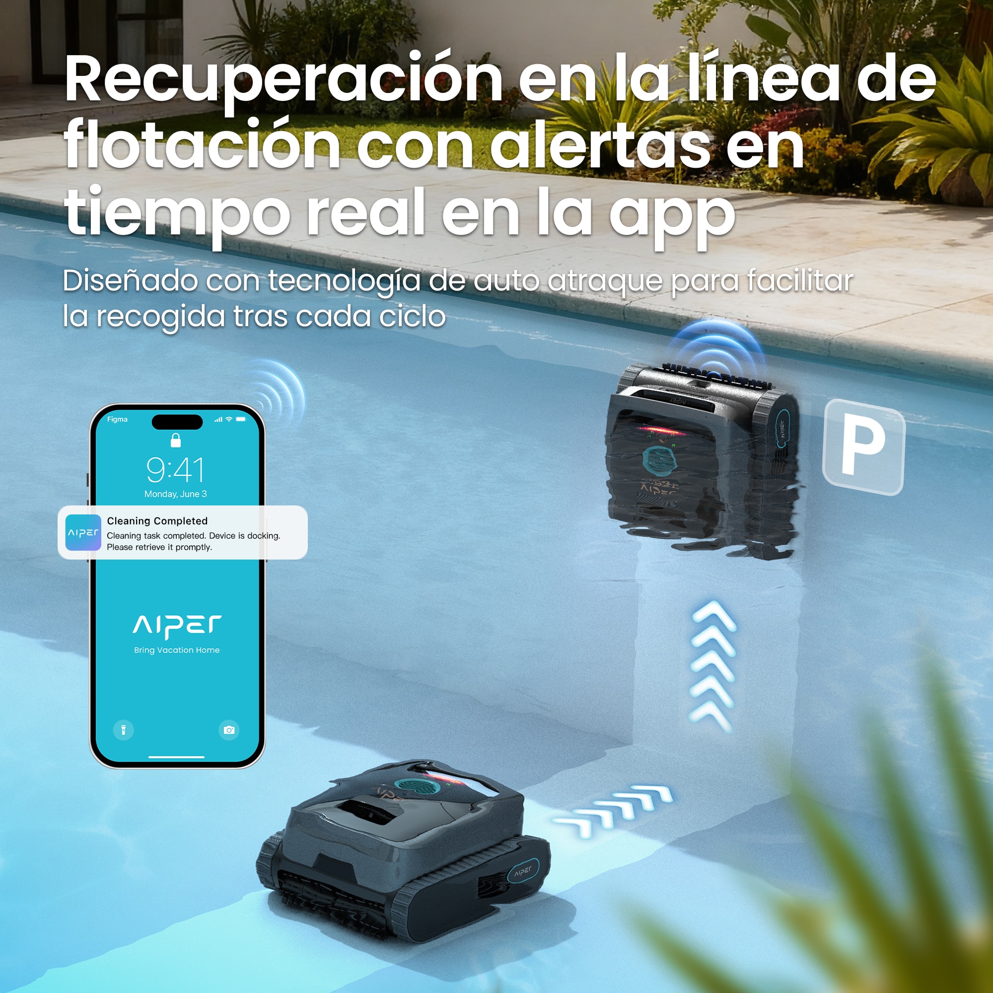 Robot limpiafondos Aiper V3 inalámbrico con IA Gris-11