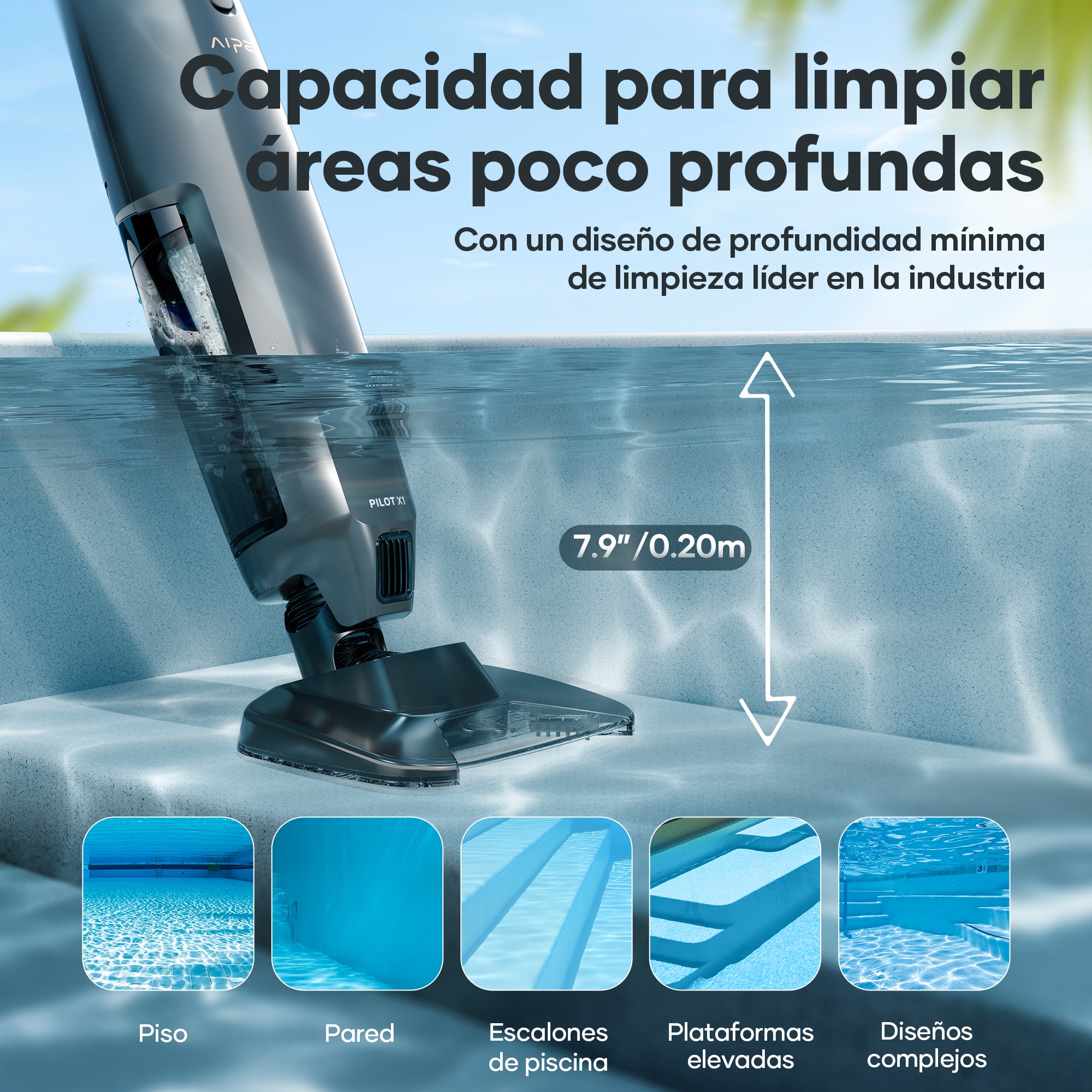 El aspirador inálambrico para piscinas Pilot X1 Gris-4