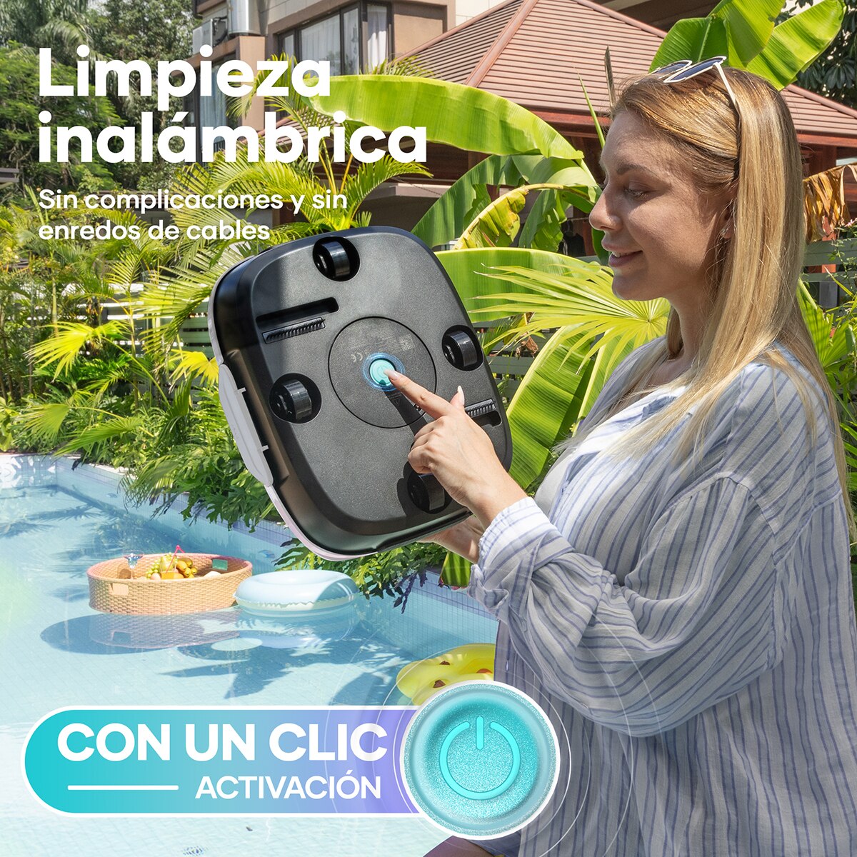 Limpiador Robótico Inalámbrico para piscinas Scuba SE White Blanco-8