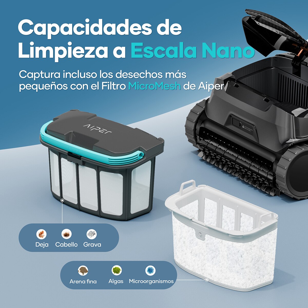 Limpiador Robótico Inalámbrico para piscinas Scuba X1 Pro Gris-11