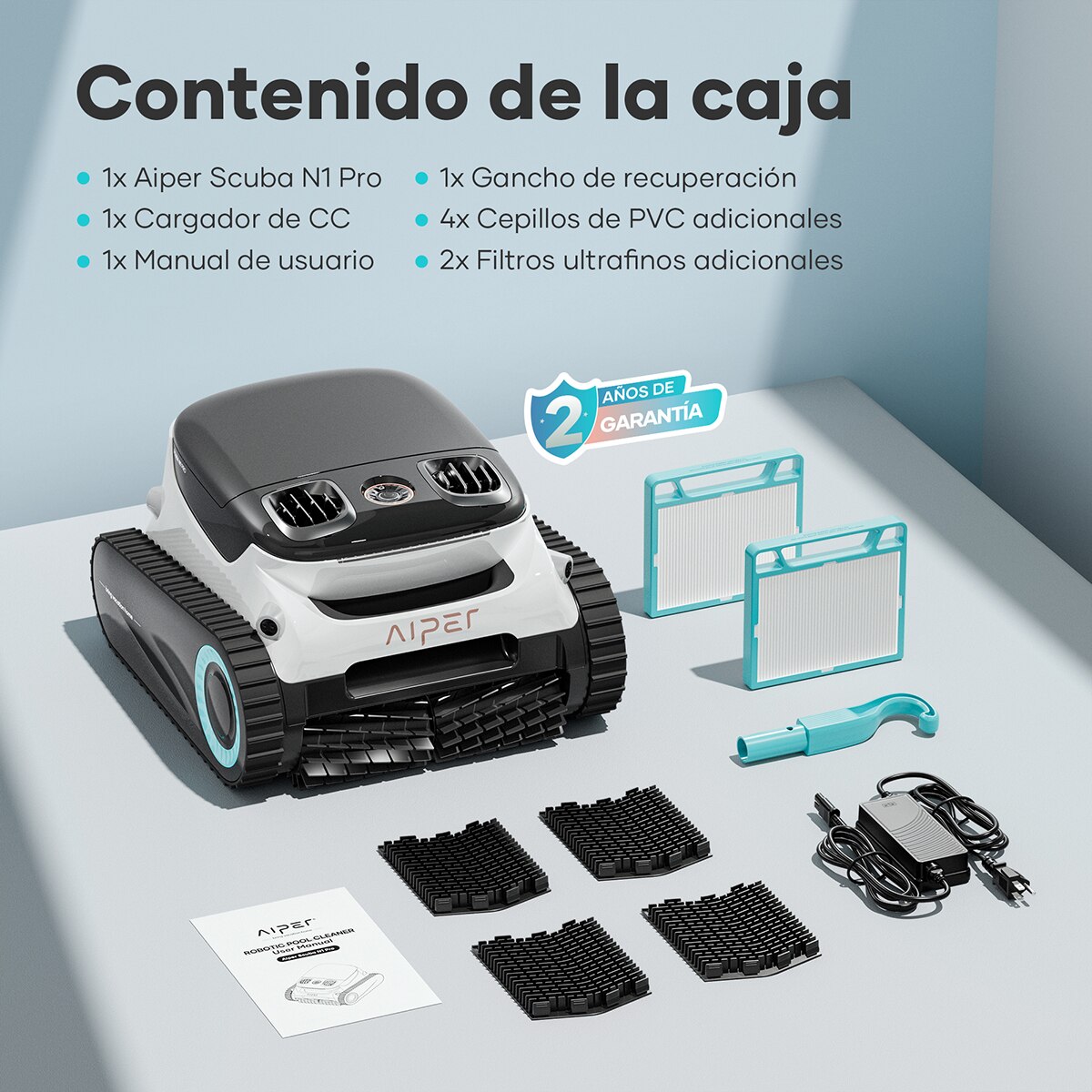 Limpiador Robótico Inalámbrico para piscinas Scuba X1 Pro Gris-17