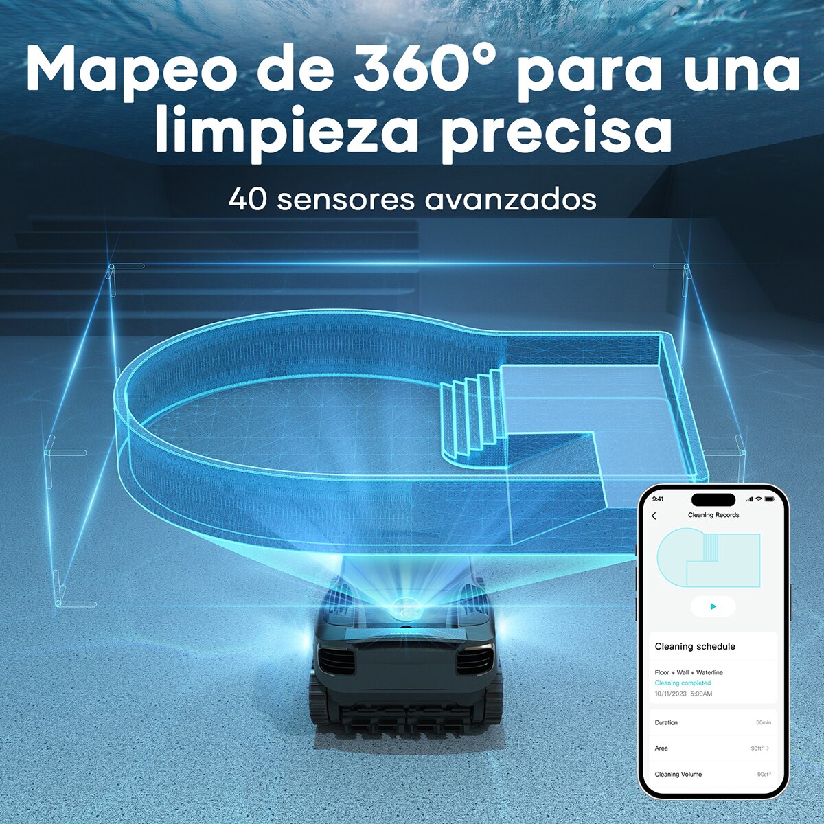 Limpiador Robótico Inalámbrico para piscinas Scuba X1 Pro Max Gris-4