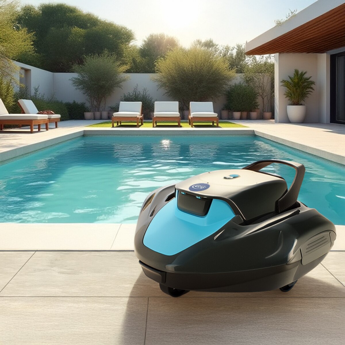 Robot a batería recargable para piscinas elevadas Gris / Azul-6