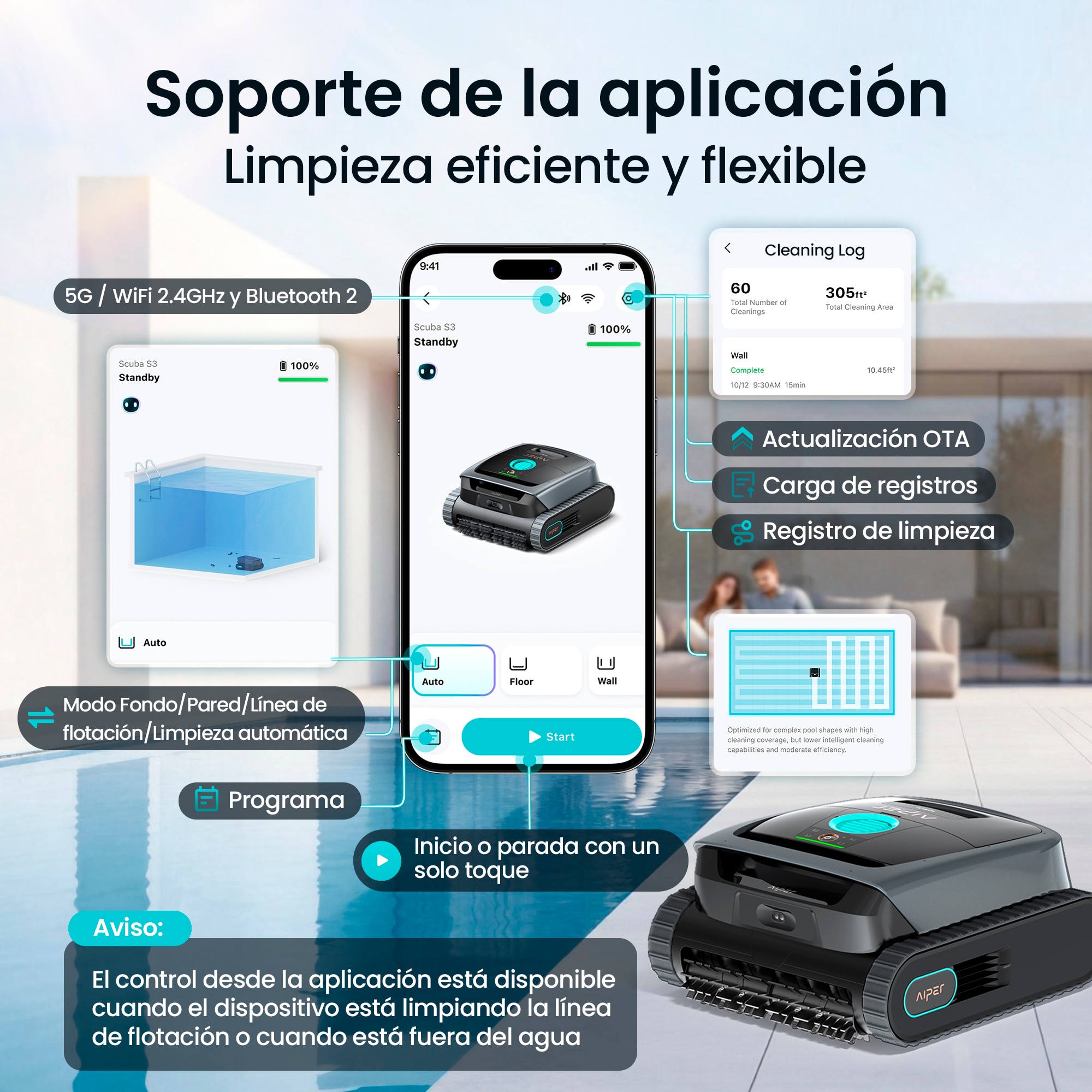Robot limpiafondos Scuba S3 Aiper Gris-8